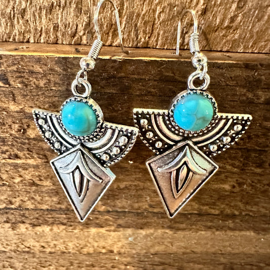 Boho Hippie Vintage Arrow Dangle Wire Earrings, Turquoise Stone, Gift BoxBoho Hippie Vintage Arrow Dangle Wire Earrings, Turquoise Stone, Gift Box - Premium Drop Stud Earring from Silver Elegant - Just $19! Shop now at Silver Elegant