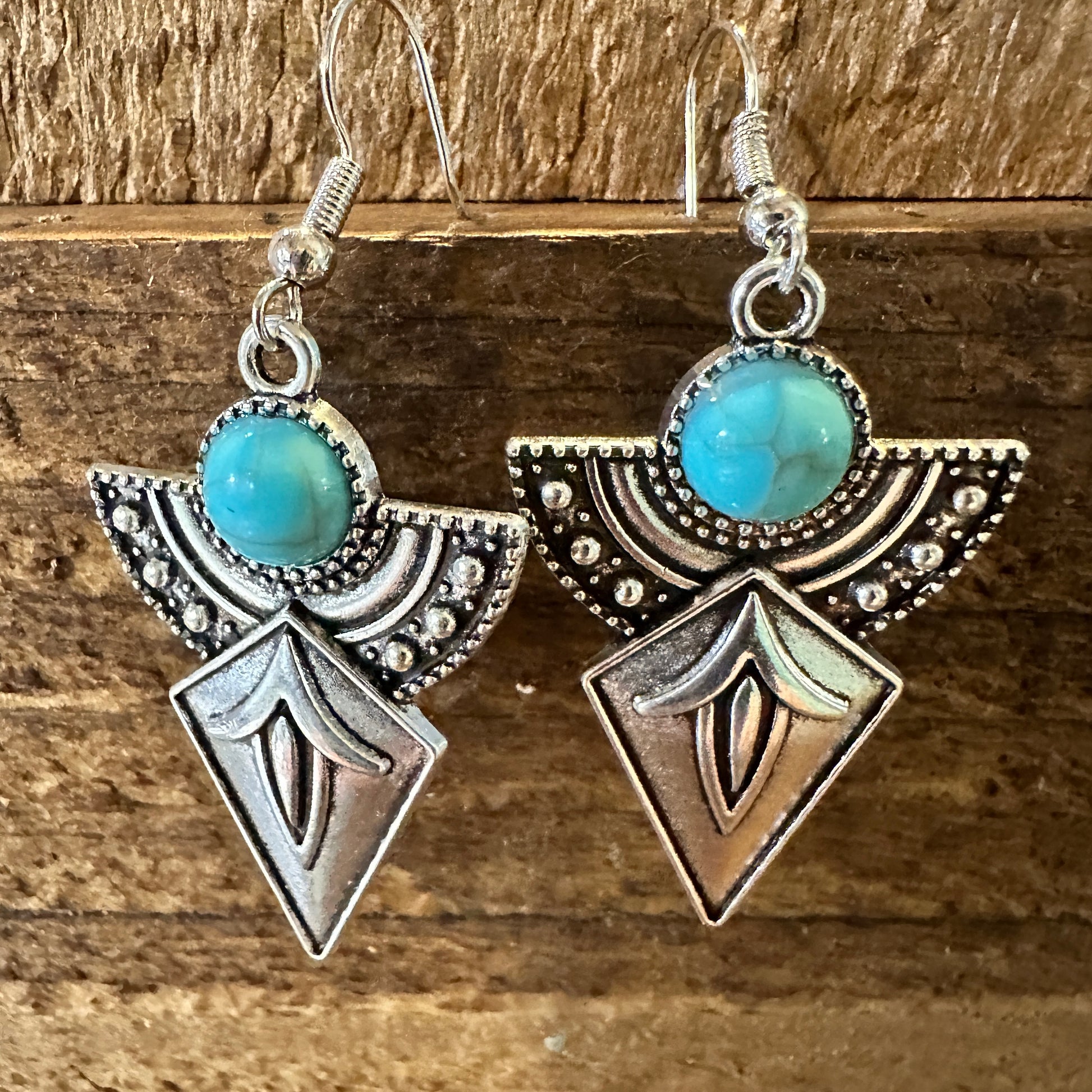 Boho Hippie Vintage Arrow Dangle Wire Earrings, Turquoise Stone, Gift BoxBoho Hippie Vintage Arrow Dangle Wire Earrings, Turquoise Stone, Gift Box - Premium Drop Stud Earring from Silver Elegant - Just $19! Shop now at Silver Elegant