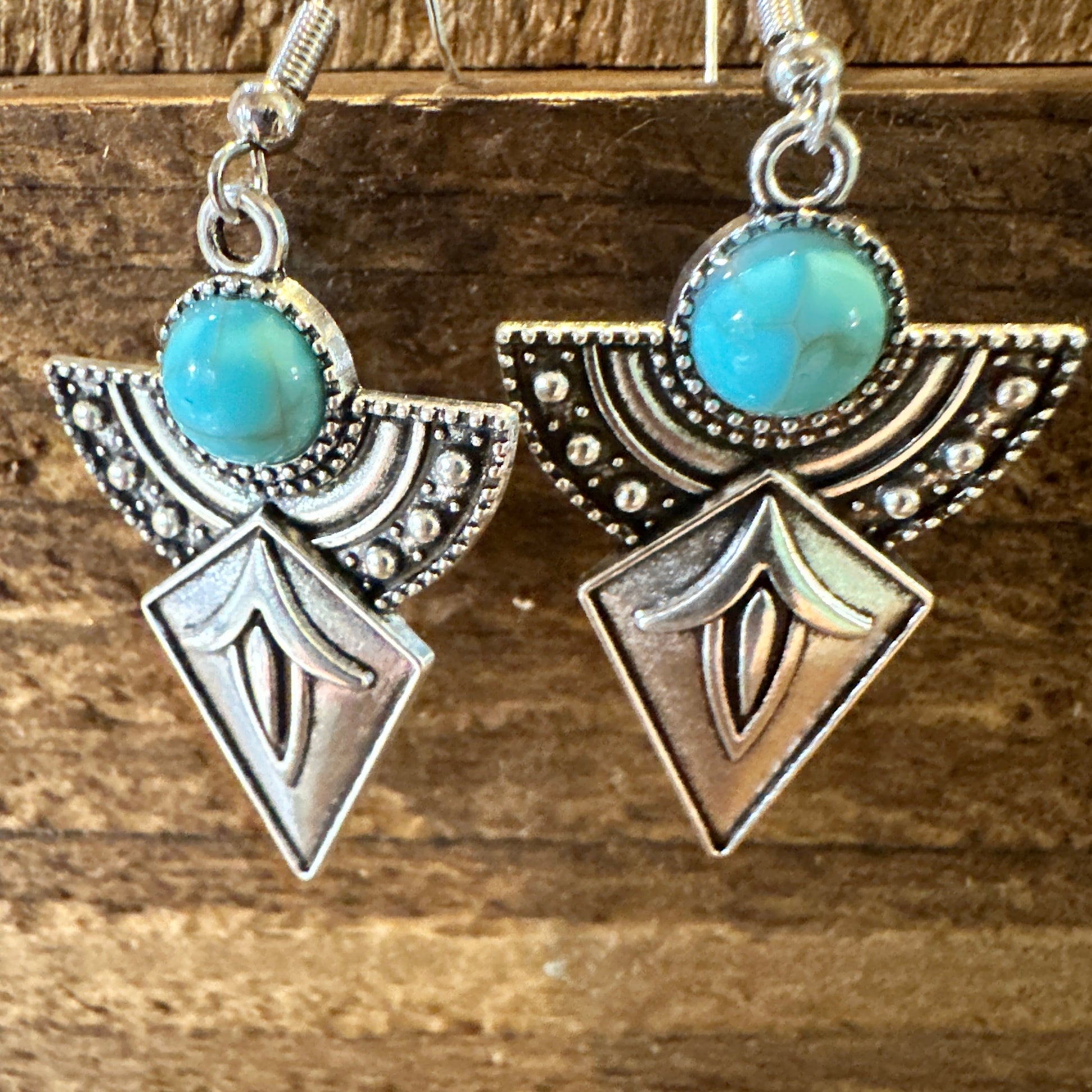 Boho Hippie Vintage Arrow Dangle Wire Earrings, Turquoise Stone, Gift BoxBoho Hippie Vintage Arrow Dangle Wire Earrings, Turquoise Stone, Gift Box - Premium Drop Stud Earring from Silver Elegant - Just $19! Shop now at Silver Elegant