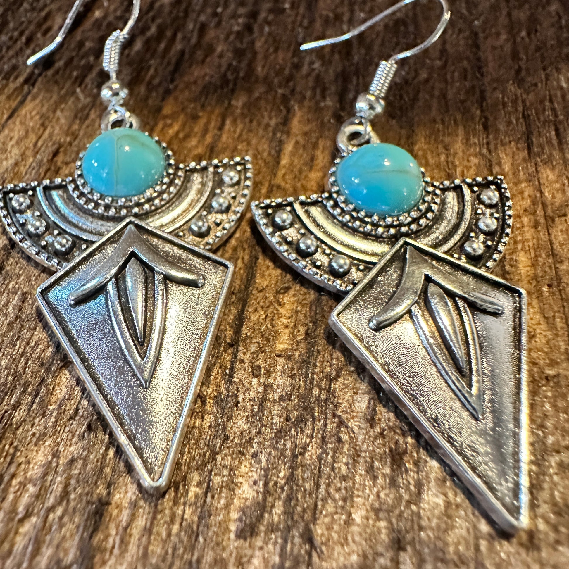 Boho Hippie Vintage Arrow Dangle Wire Earrings, Turquoise Stone, Gift BoxBoho Hippie Vintage Arrow Dangle Wire Earrings, Turquoise Stone, Gift Box - Premium Drop Stud Earring from Silver Elegant - Just $19! Shop now at Silver Elegant