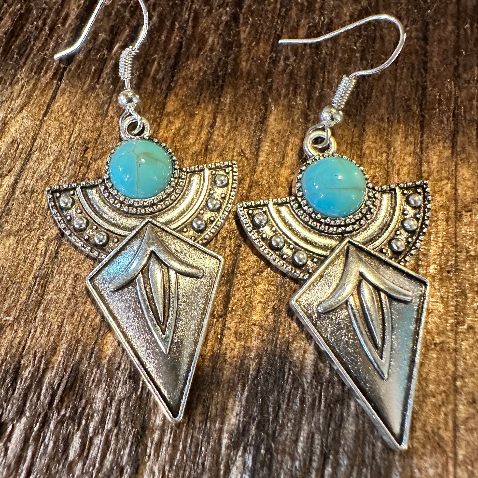 Boho Hippie Vintage Arrow Dangle Wire Earrings, Turquoise Stone, Gift BoxBoho Hippie Vintage Arrow Dangle Wire Earrings, Turquoise Stone, Gift Box - Premium Drop Stud Earring from Silver Elegant - Just $19! Shop now at Silver Elegant