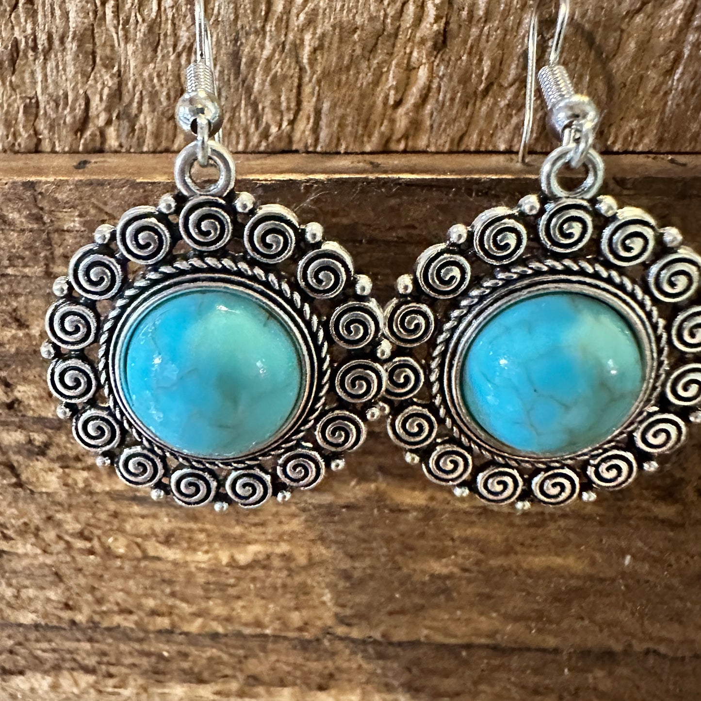 Boho Hippie Vintage Round Lace Dangle Wire Earrings, Turquoise Stone, Gift BoxBoho Hippie Vintage Round Lace Dangle Wire Earrings, Turquoise Stone, Gift Box - Premium Drop Stud Earring from Silver Elegant - Just $19! Shop now at Silver Elegant