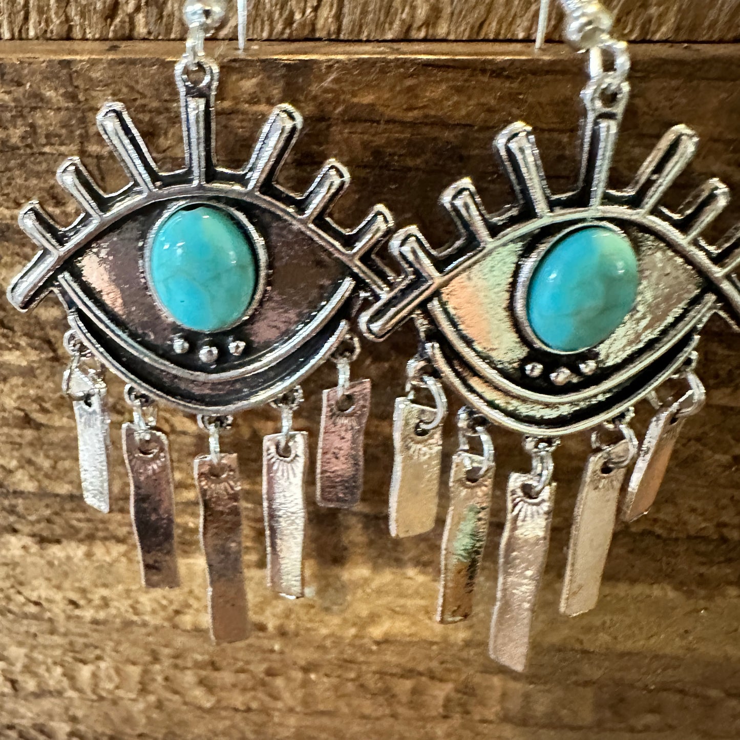 Boho Hippie Vintage Evil Eye Dangle Wire Earrings, Turquoise Stone, Gift BoxBoho Hippie Vintage Evil Eye Dangle Wire Earrings, Turquoise Stone, Gift Box - Premium Drop Stud Earring from Silver Elegant - Just $19! Shop now at Silver Elegant