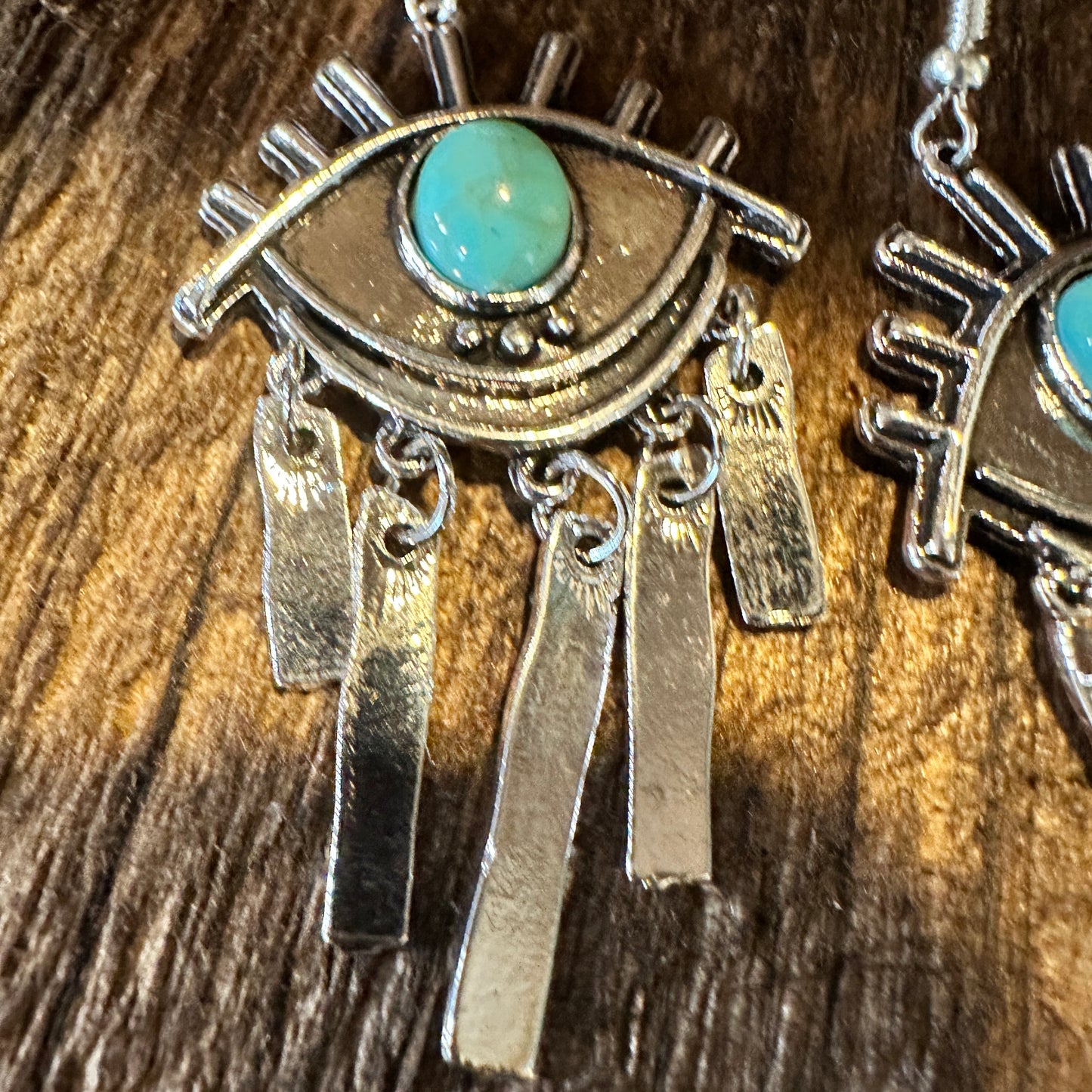 Boho Hippie Vintage Evil Eye Dangle Wire Earrings, Turquoise Stone, Gift BoxBoho Hippie Vintage Evil Eye Dangle Wire Earrings, Turquoise Stone, Gift Box - Premium Drop Stud Earring from Silver Elegant - Just $19! Shop now at Silver Elegant