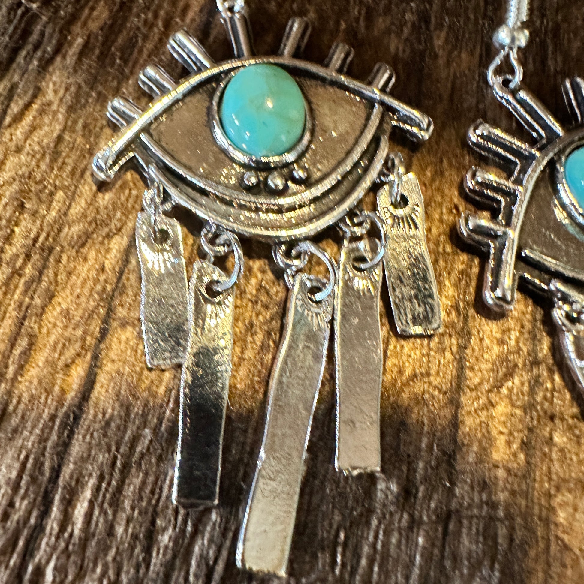 Boho Hippie Vintage Evil Eye Dangle Wire Earrings, Turquoise Stone, Gift BoxBoho Hippie Vintage Evil Eye Dangle Wire Earrings, Turquoise Stone, Gift Box - Premium Drop Stud Earring from Silver Elegant - Just $19! Shop now at Silver Elegant