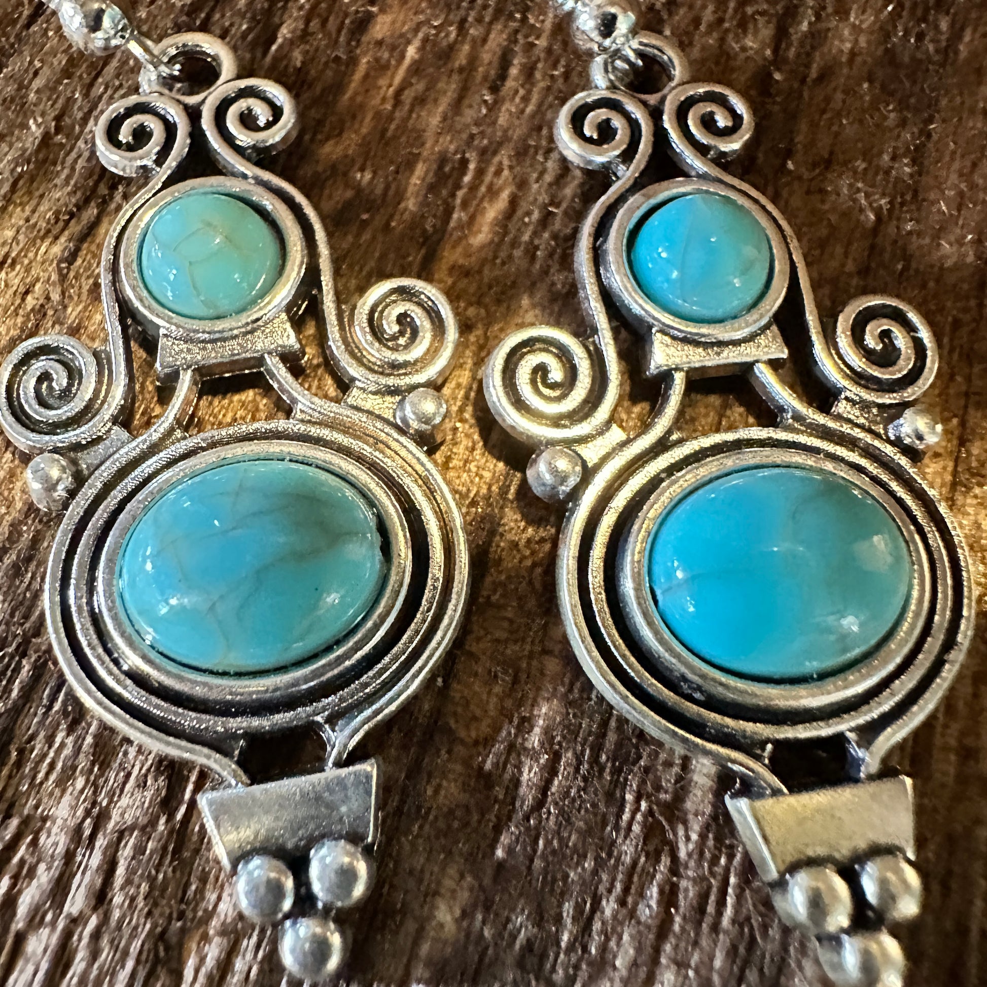 Boho Vintage Southwestern Scroll Dangle Wire Earrings, Turquoise Stone, Gift BoxBoho Vintage Southwestern Scroll Dangle Wire Earrings, Turquoise Stone, Gift Box - Premium Drop Stud Earring from Silver Elegant - Just $19! Shop now at Silver Elegant