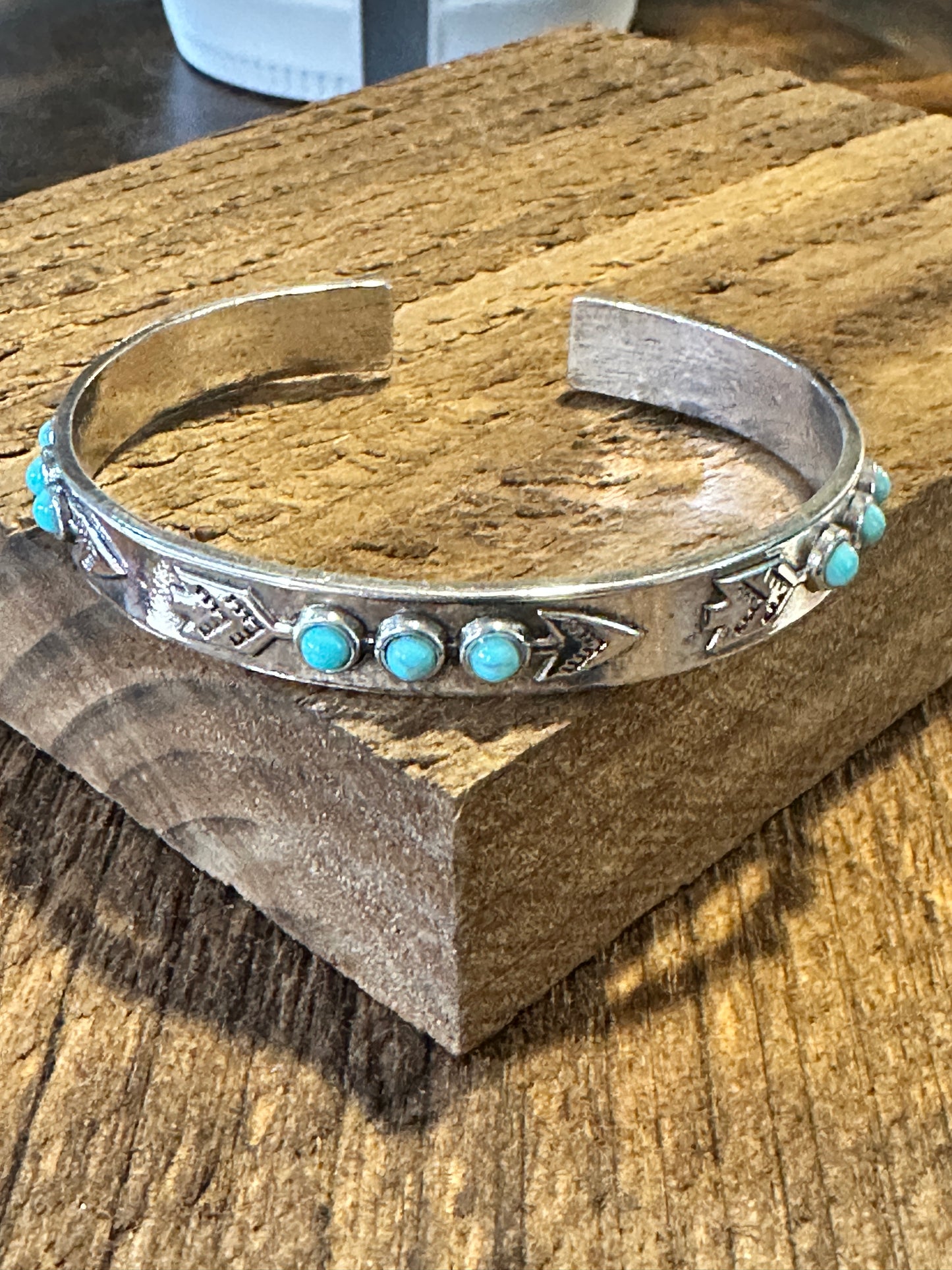 Handcrafted Boho Chic Native American Turquoise Stone Open Cuff Bangle Bracelet, Gift BoxHandcrafted Boho Chic Native American Turquoise Stone Open Cuff Bangle Bracelet, Gift Box - Premium boho bracelet from Lunar Deer - Just $29! Shop now at Silver Elegant