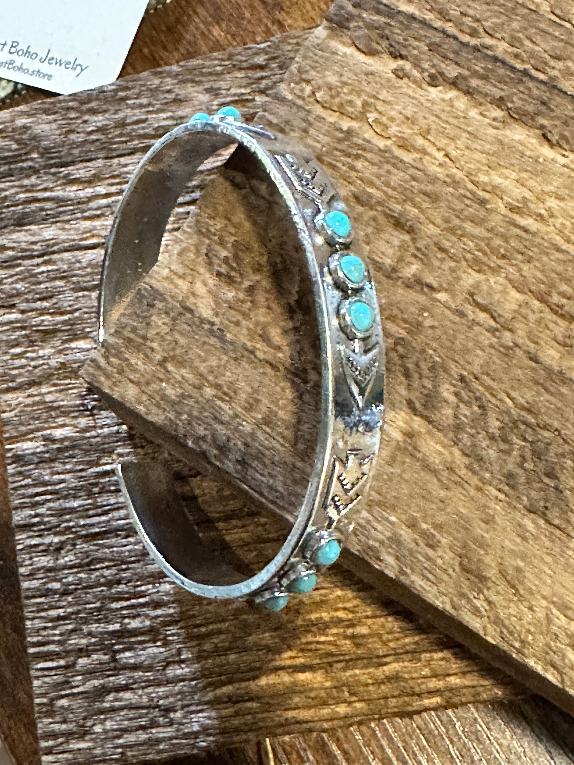 Handcrafted Boho Chic Native American Turquoise Stone Open Cuff Bangle Bracelet, Gift BoxHandcrafted Boho Chic Native American Turquoise Stone Open Cuff Bangle Bracelet, Gift Box - Premium boho bracelet from Lunar Deer - Just $29! Shop now at Silver Elegant