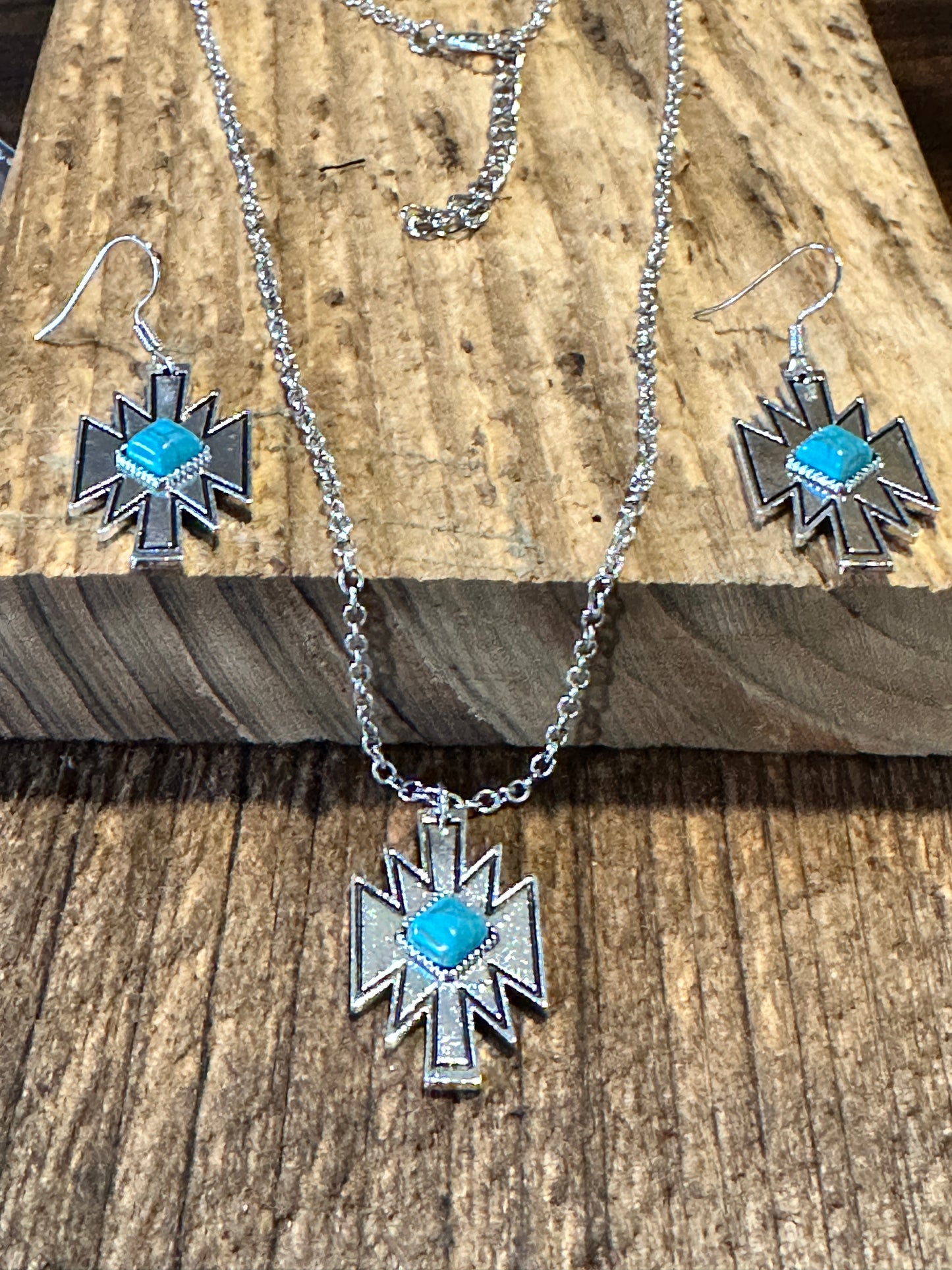 Boho Vintage Native American Navajo Necklace Earring Set, Turquoise Stone, Gift BoxBoho Vintage Native American Navajo Necklace Earring Set, Turquoise Stone, Gift Box - Premium Drop Stud Earring from Silver Elegant - Just $29! Shop now at Silver Elegant