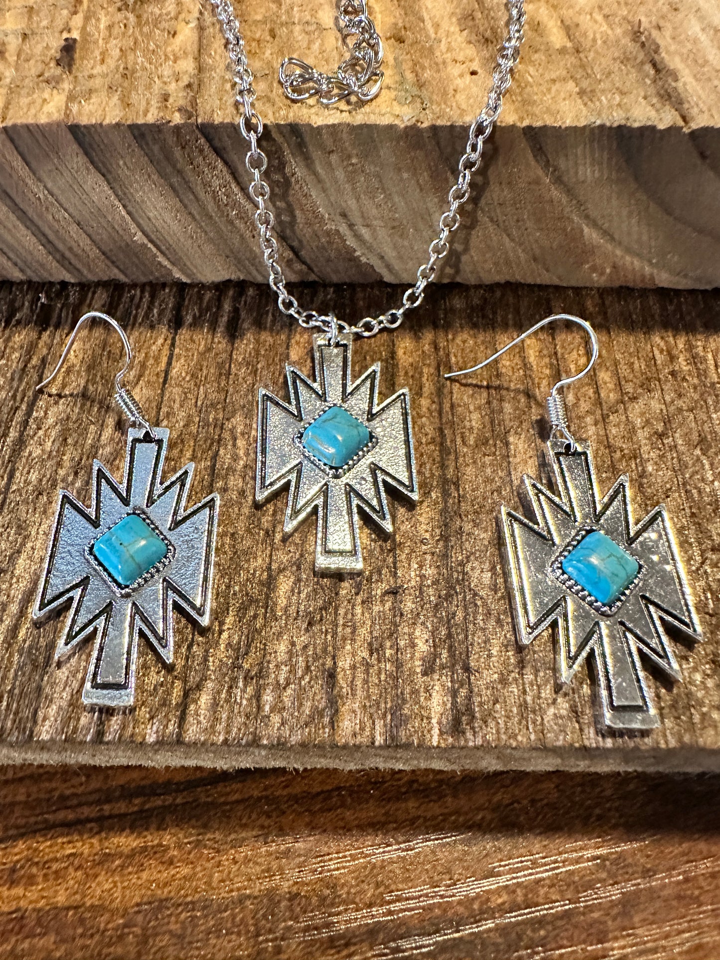 Boho Vintage Native American Navajo Necklace Earring Set, Turquoise Stone, Gift BoxBoho Vintage Native American Navajo Necklace Earring Set, Turquoise Stone, Gift Box - Premium Drop Stud Earring from Silver Elegant - Just $29! Shop now at Silver Elegant