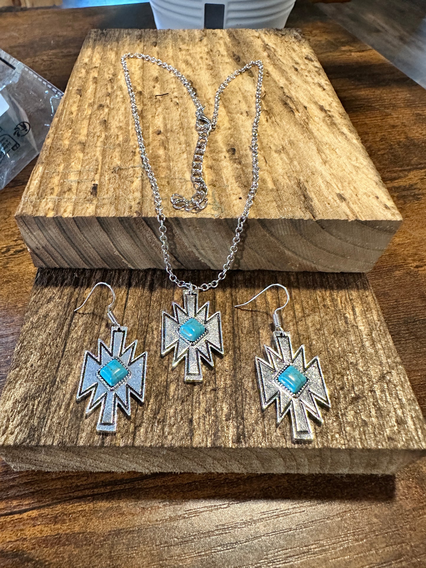 Boho Vintage Native American Navajo Necklace Earring Set, Turquoise Stone, Gift BoxBoho Vintage Native American Navajo Necklace Earring Set, Turquoise Stone, Gift Box - Premium Drop Stud Earring from Silver Elegant - Just $29! Shop now at Silver Elegant