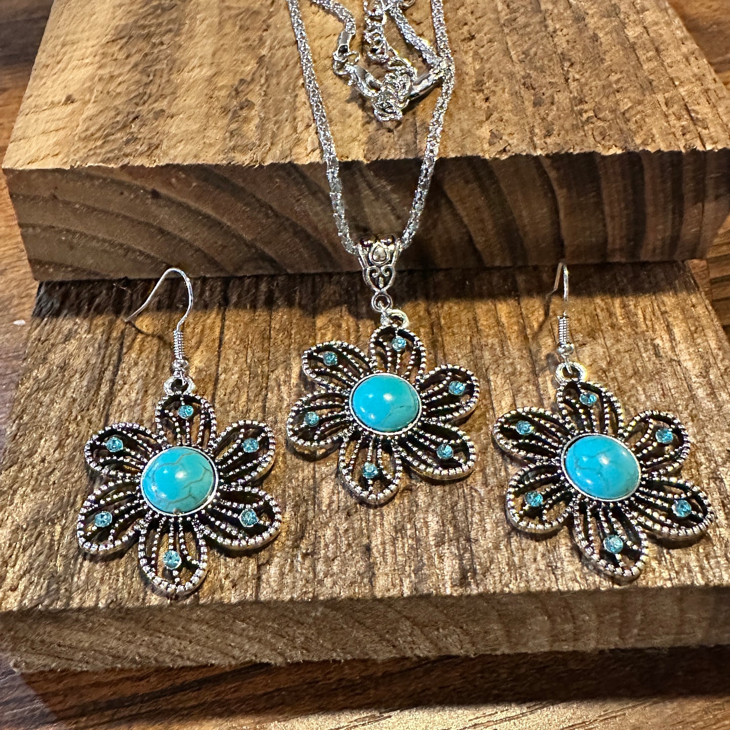 Handcrafted Boho Turquoise Jewelry Set, Lace Beads Necklace/ Earring Set , Gift BoxHandcrafted Boho Turquoise Jewelry Set, Lace Beads Necklace/ Earring Set , Gift Box - Premium Pendant Necklace from Silver Elegant - Just $32! Shop now at Silver Elegant