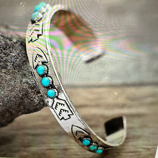 Handcrafted Boho Chic Native American Turquoise Stone Open Cuff Bangle Bracelet, Gift BoxHandcrafted Boho Chic Native American Turquoise Stone Open Cuff Bangle Bracelet, Gift Box - Premium boho bracelet from Lunar Deer - Just $29! Shop now at Silver Elegant