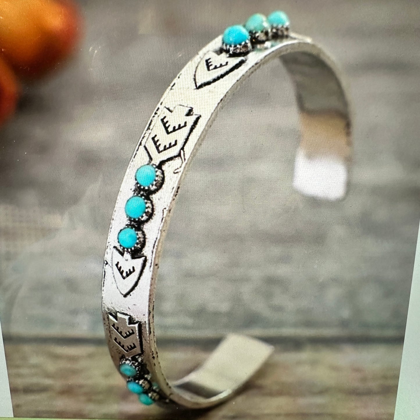 Handcrafted Boho Chic Native American Turquoise Stone Open Cuff Bangle Bracelet, Gift BoxHandcrafted Boho Chic Native American Turquoise Stone Open Cuff Bangle Bracelet, Gift Box - Premium boho bracelet from Lunar Deer - Just $29! Shop now at Silver Elegant