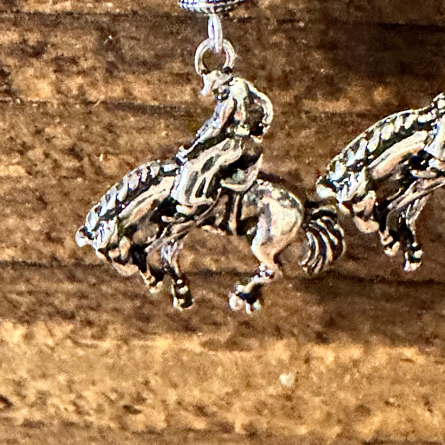 Boho Hippie Vintage Rodeo Cowgirl Horse Wire Earrings, Silver Plated, Turquoise, Gift Box - Silver Elegant