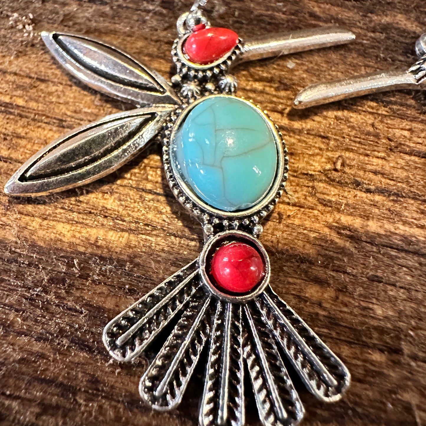 Boho Hippie Vintage Native American Thunderbird Turquoise Wire Drop Earrings, Gift Box - Silver Elegant