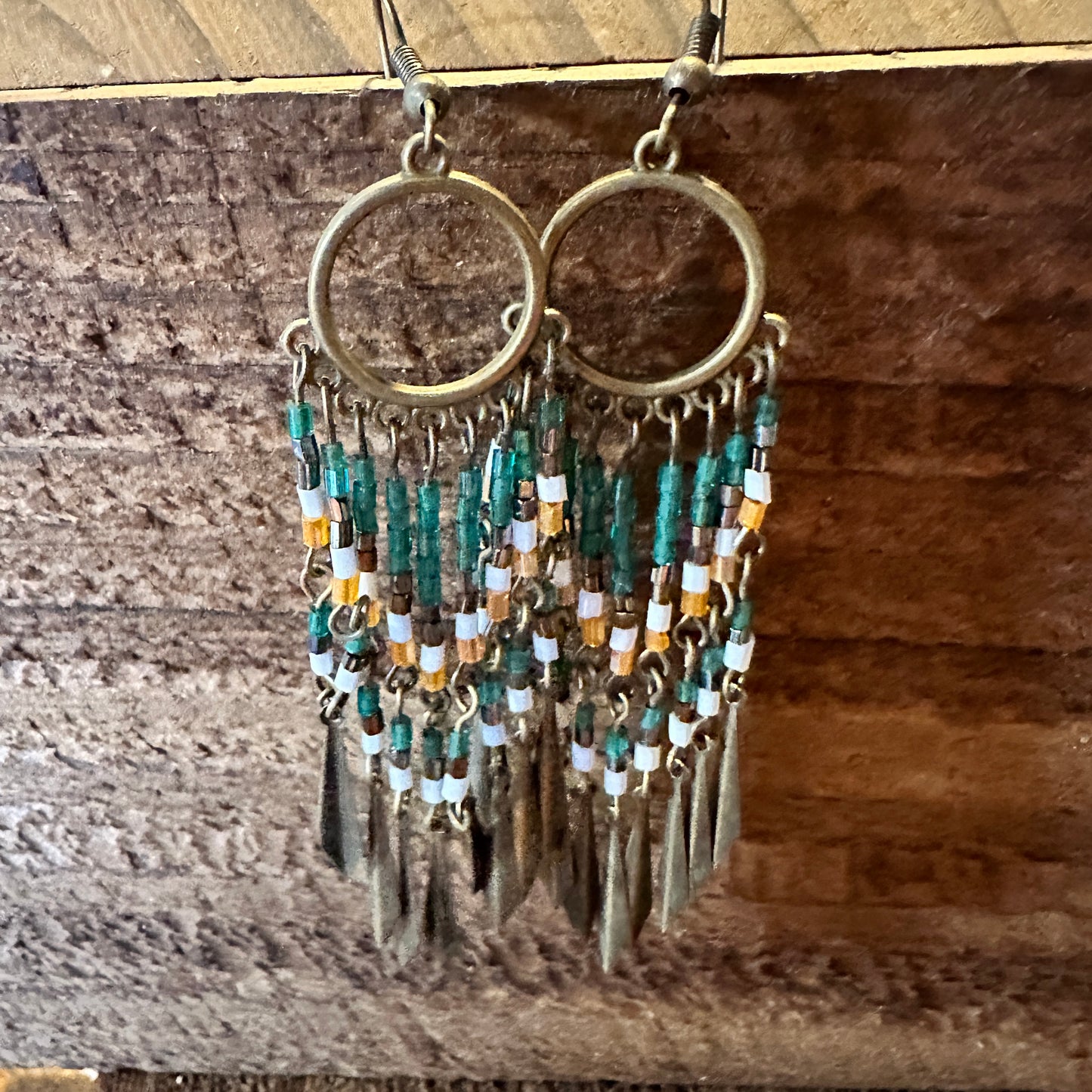 Boho Hippie Vintage Native American Delicate Copper Wire Earrings, Gift Box - Silver Elegant