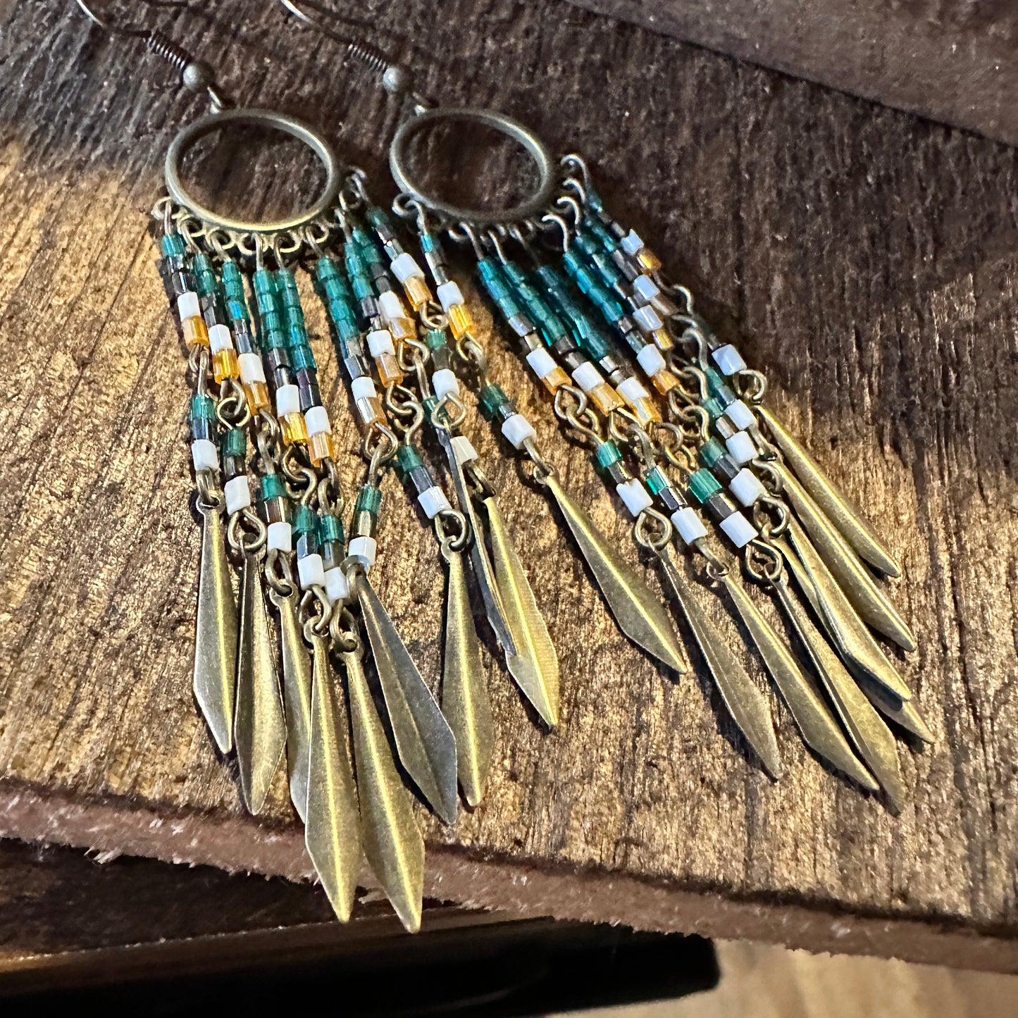 Boho Hippie Vintage Native American Delicate Copper Wire Earrings, Gift Box - Silver Elegant