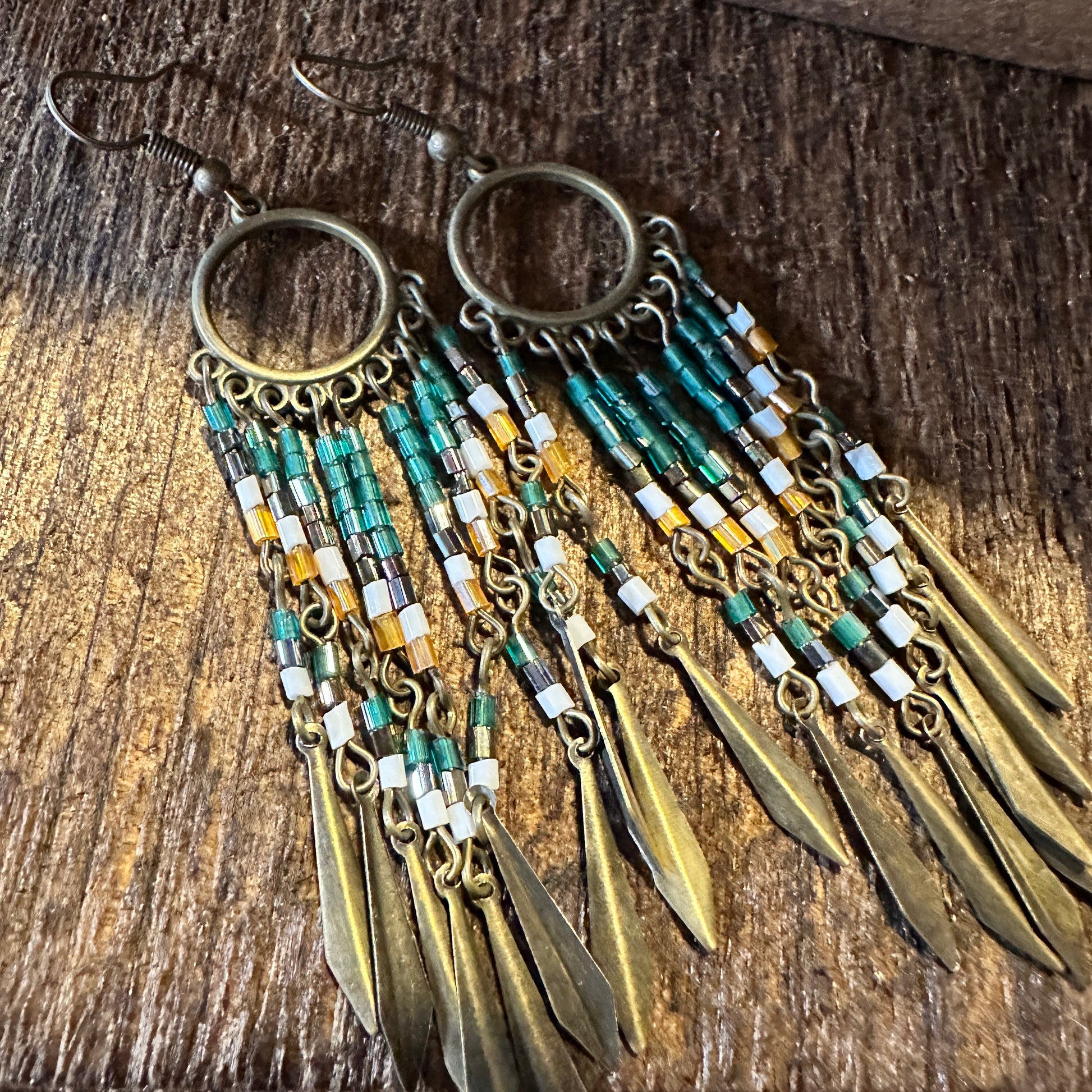 Boho Hippie Vintage Native American Delicate Copper Wire Earrings, Gift Box - Silver Elegant