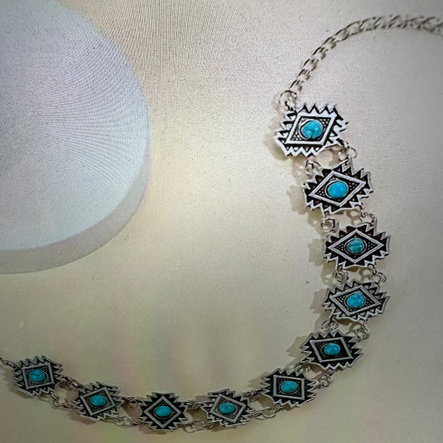 Handcrafted Bohemian Native American Turquoise Stone Choker Necklace in Gift Box - Silver Elegant