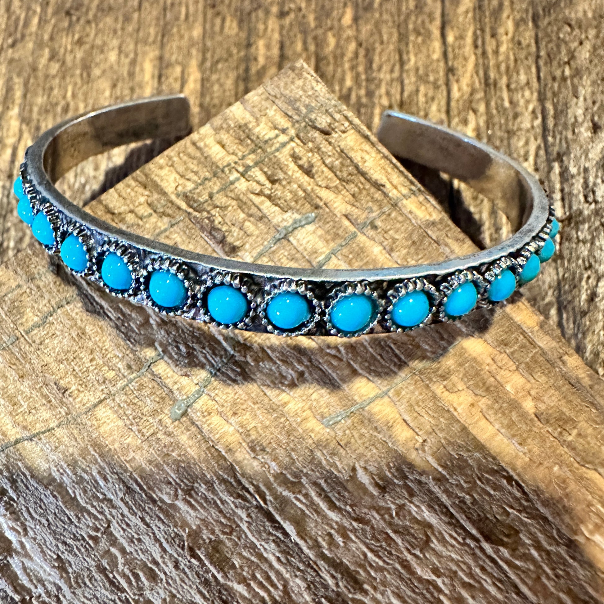 Southwestern Boho Vintage Turquoise Cowgirl Open Bangle with Gift Box - Silver Elegant