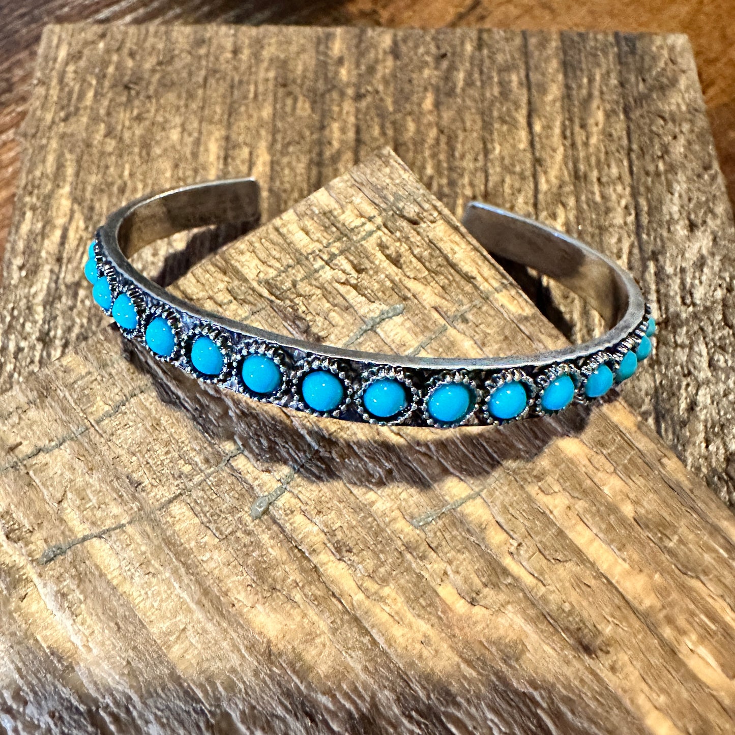 Southwestern Boho Vintage Turquoise Cowgirl Open Bangle with Gift Box - Silver Elegant