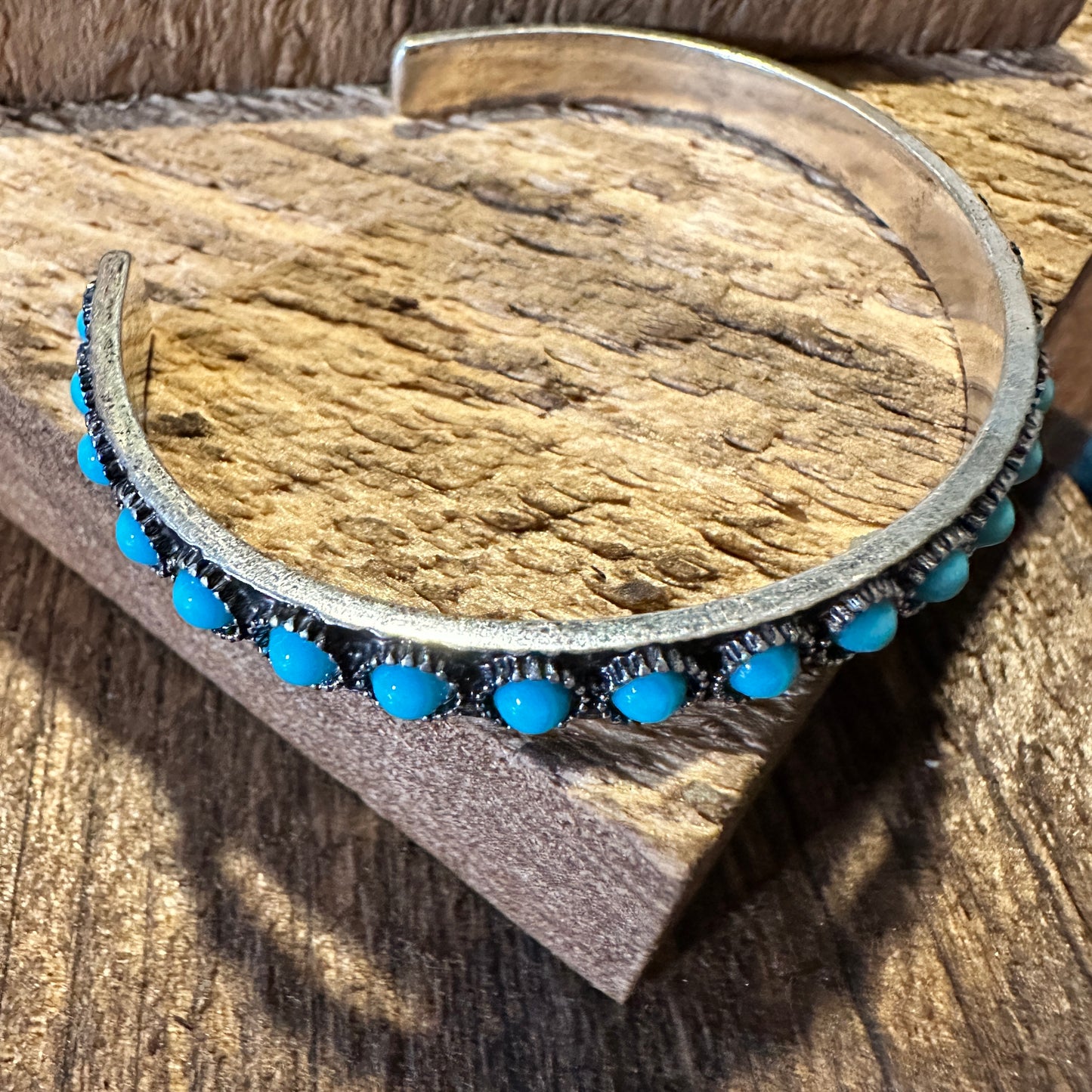 Southwestern Boho Vintage Turquoise Cowgirl Open Bangle with Gift Box - Silver Elegant