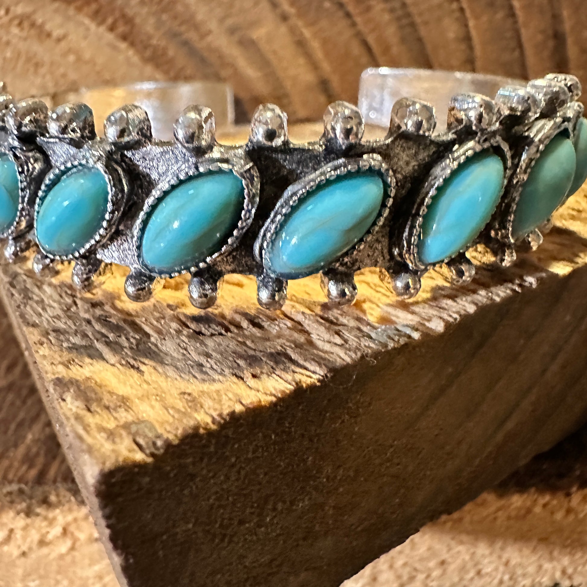 Boho Chic Vintage Southwestern Turquoise Open Cuff Bangle, Turquoise Stone, Gift Box - Silver Elegant