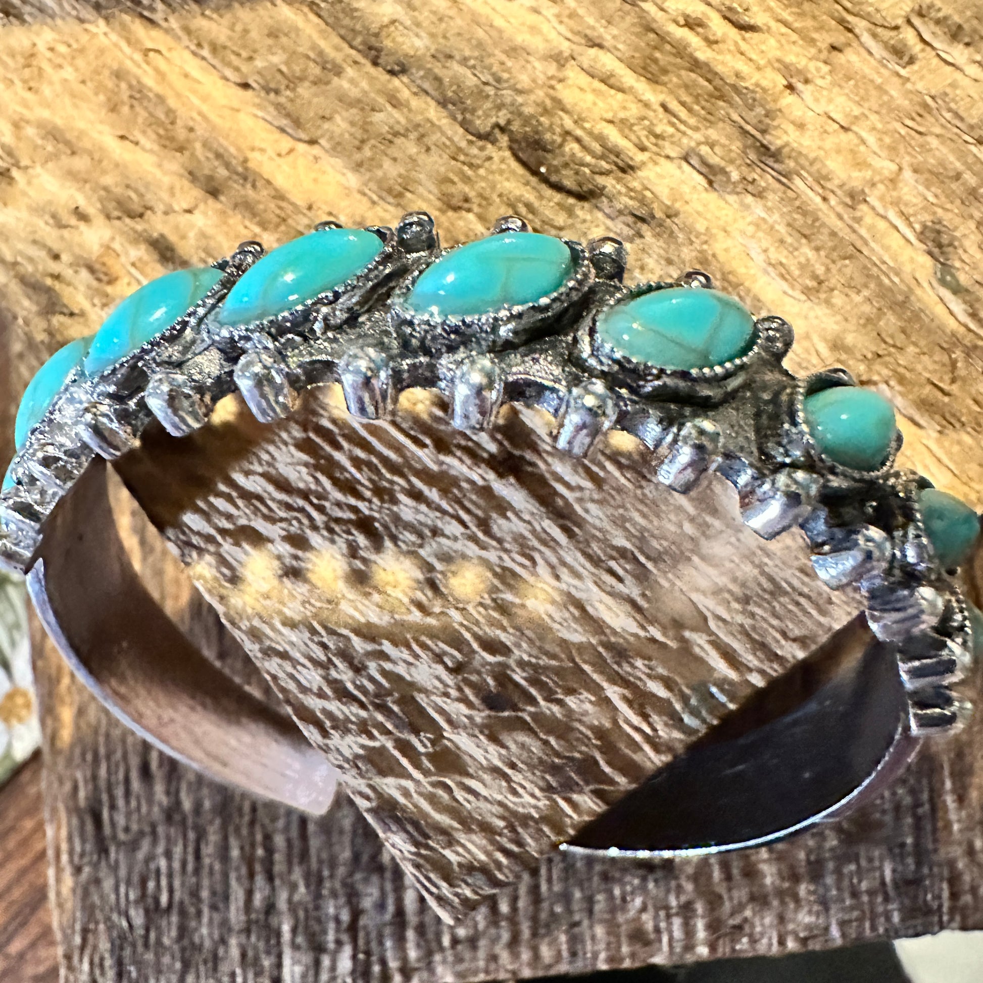 Boho Chic Vintage Southwestern Turquoise Open Cuff Bangle, Turquoise Stone, Gift Box - Silver Elegant