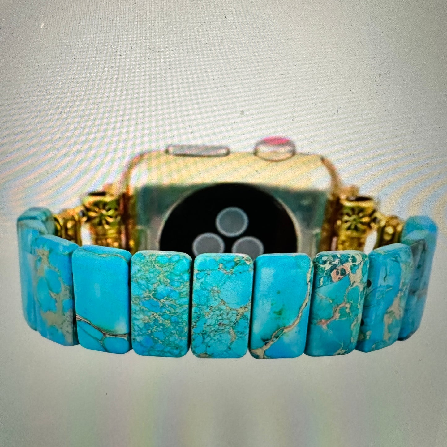 Bohemian Southwestern Turquoise Beaded Apple Watch Band, Elastic Fit, Quick Delivery, Gift Box Included - Silver Elegant