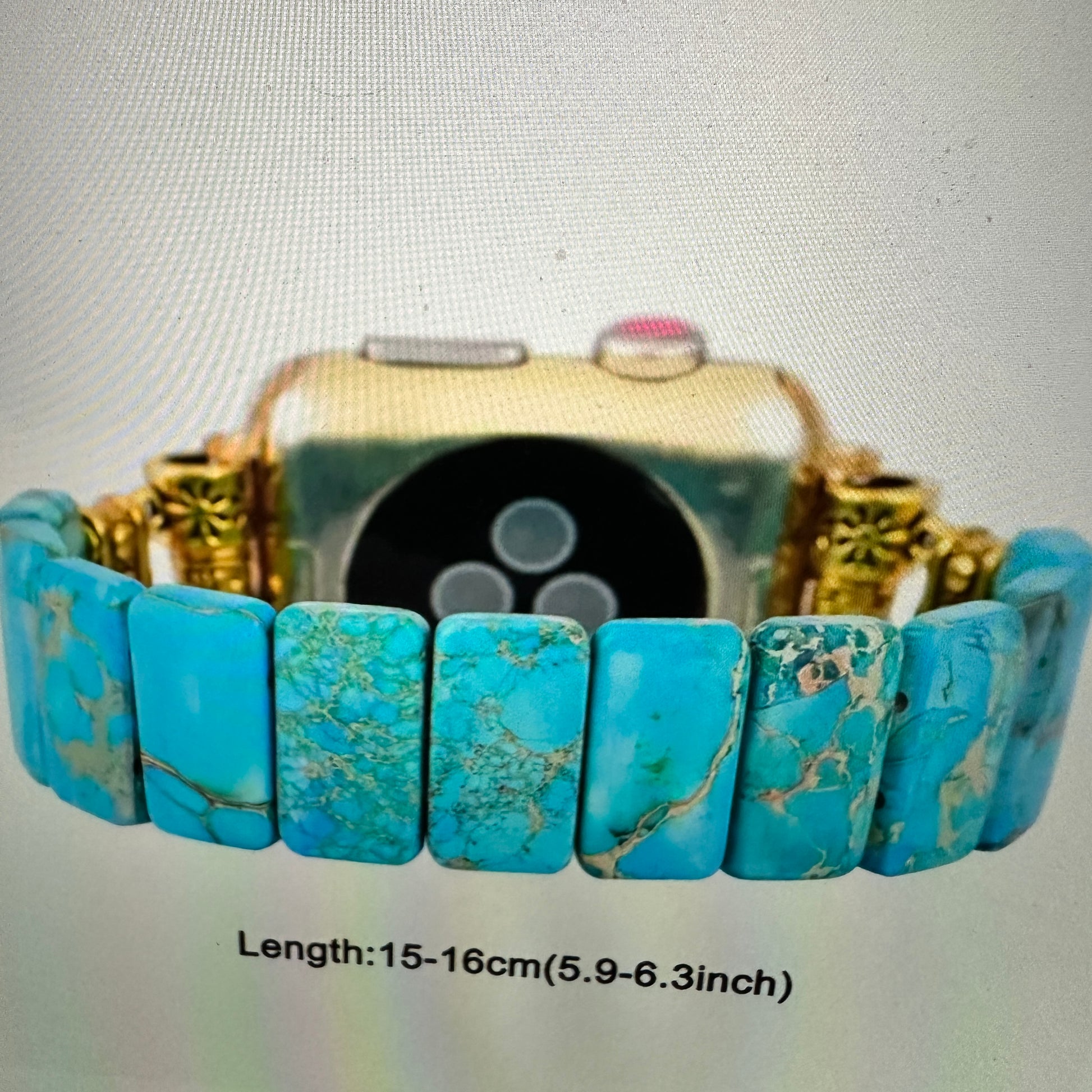 Bohemian Southwestern Turquoise Beaded Apple Watch Band, Elastic Fit, Quick Delivery, Gift Box Included - Silver Elegant