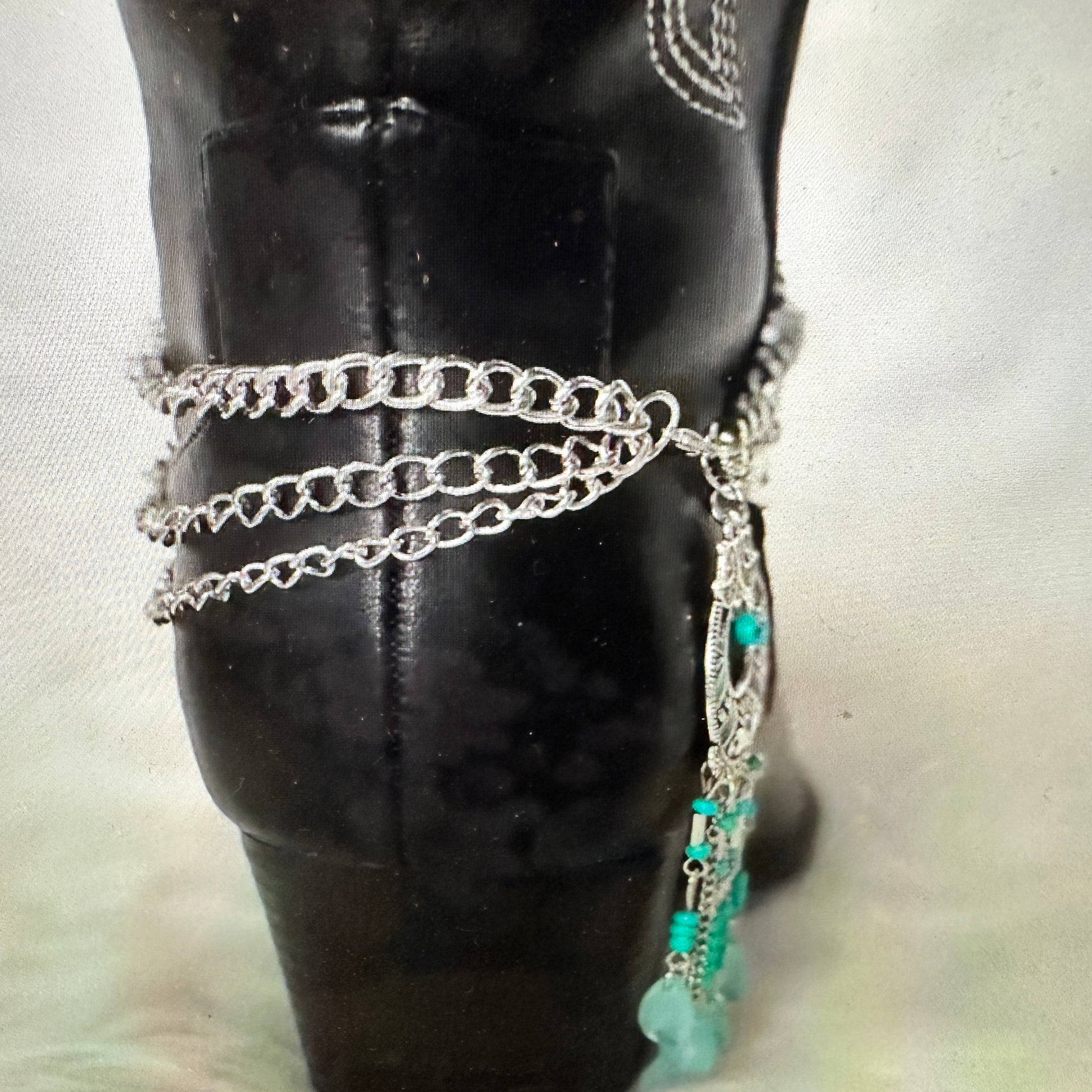 Southwest Charm Turquoise Bead Boot Accessory - Fast Shipping & Gift Box Included - Silver Elegant