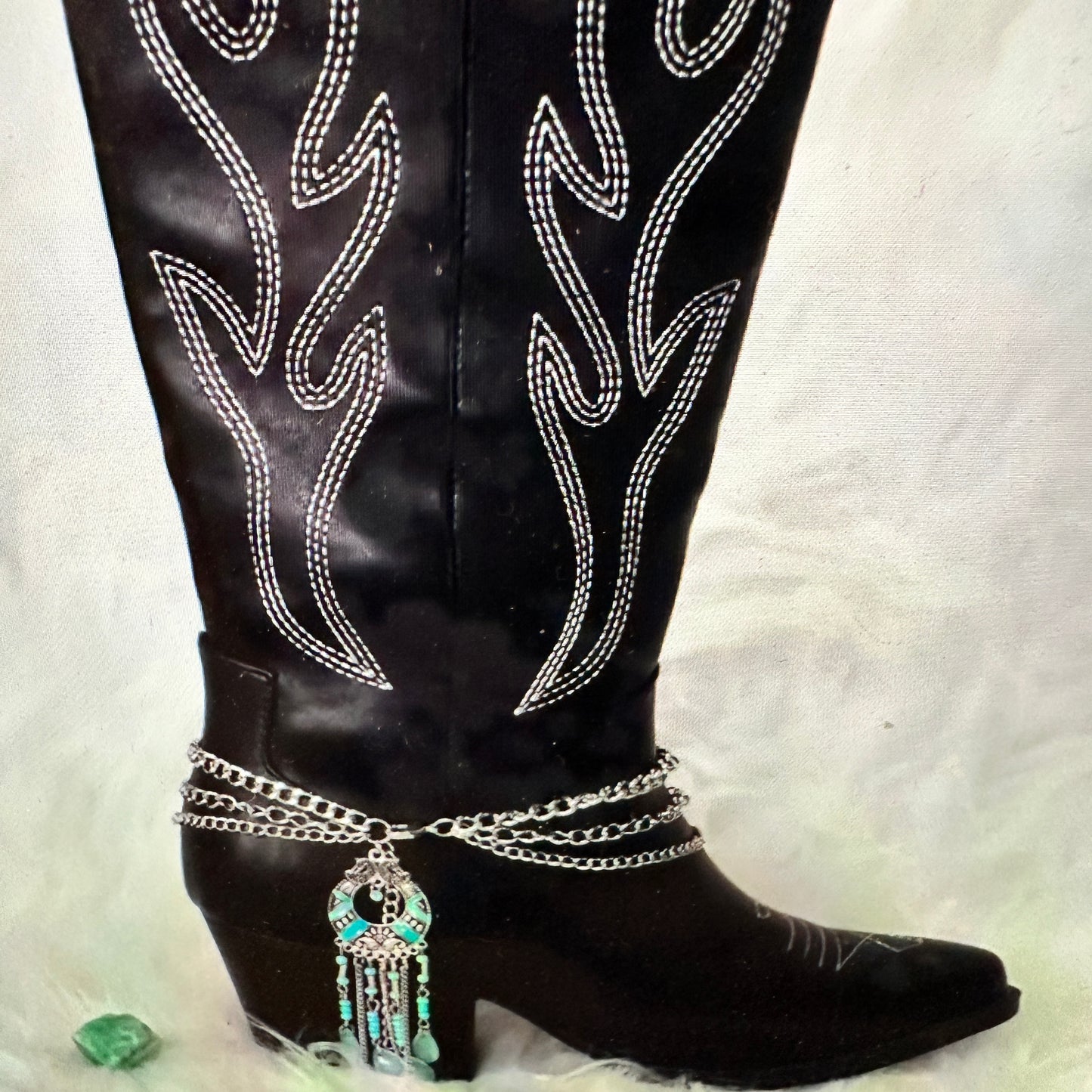 Southwest Charm Turquoise Bead Boot Accessory - Fast Shipping & Gift Box Included - Silver Elegant