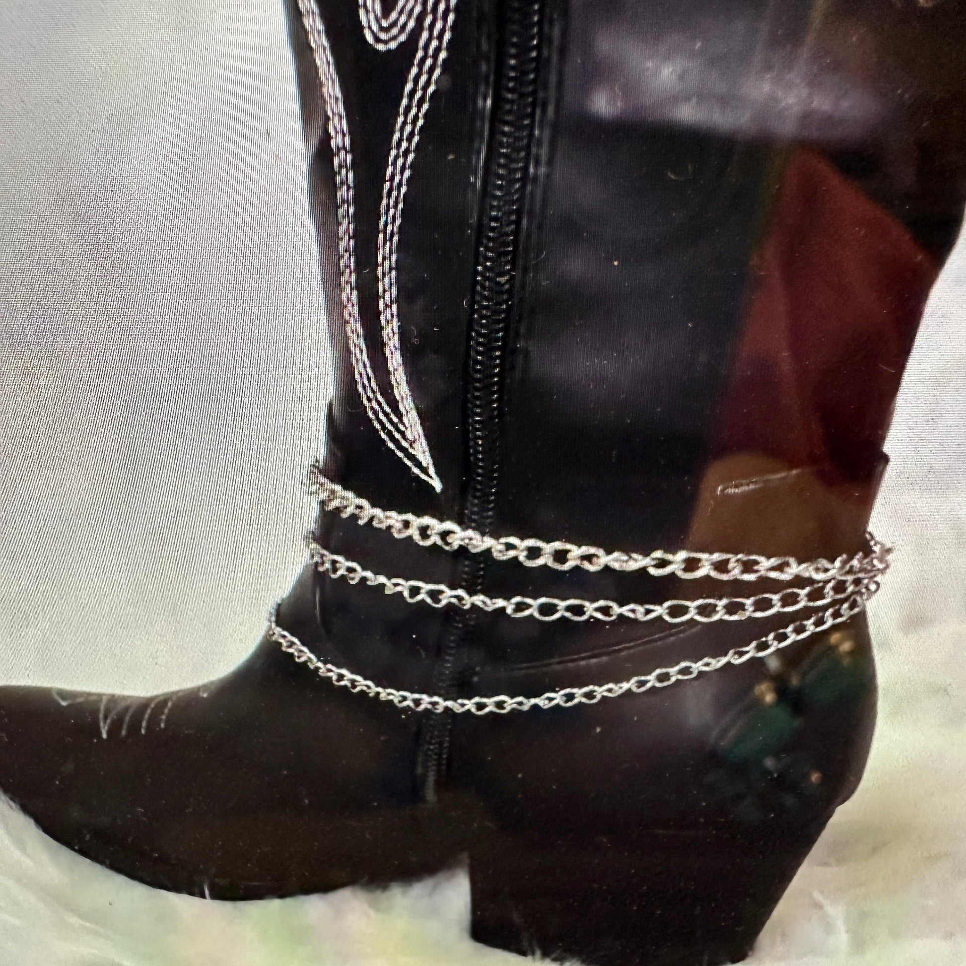 Boho Chic Turquoise Feather Boot Chain with Gift Box and Quick Shipping - Silver Elegant