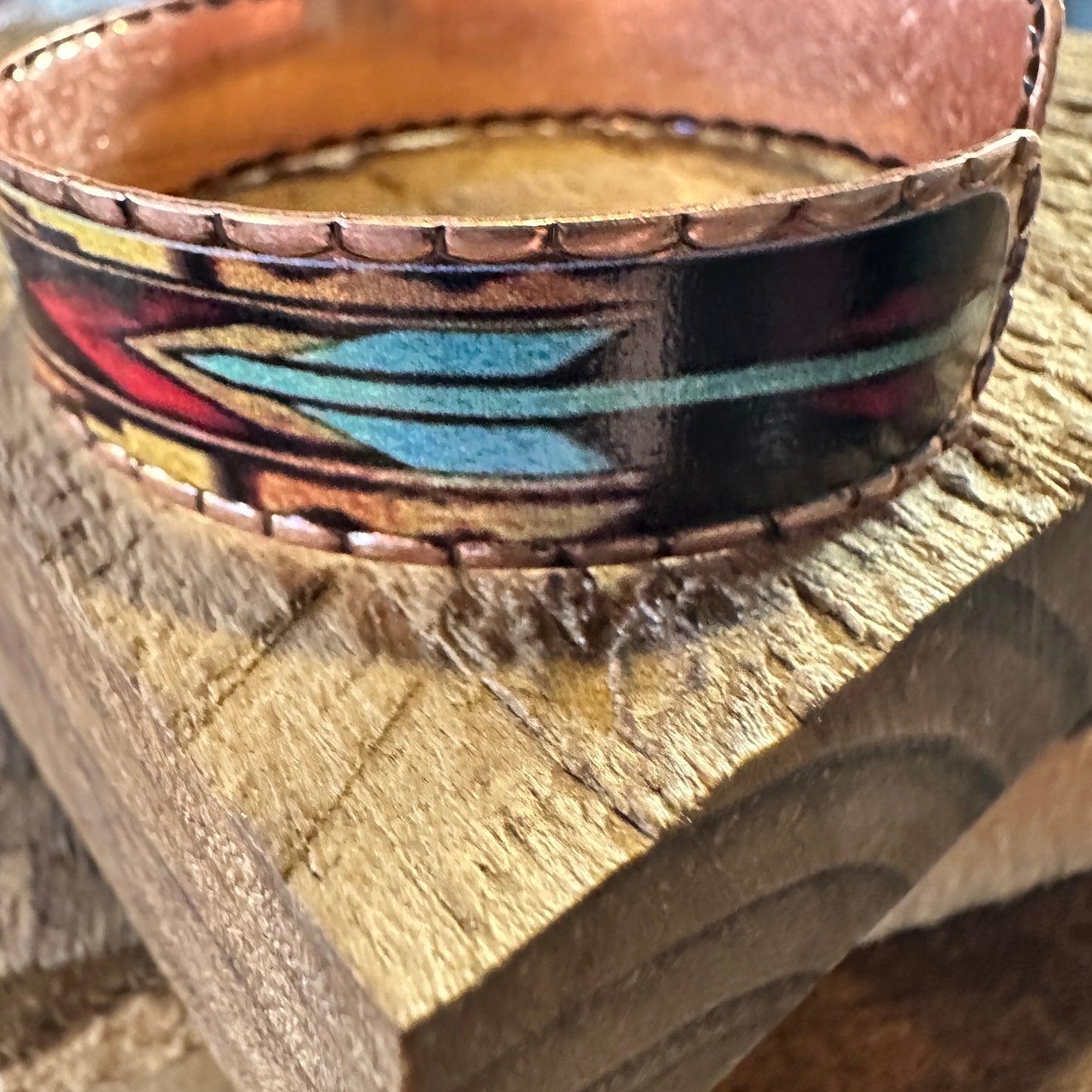 Handmade Boho Native American Navajo Copper Narrow Cuff Bracelet, Gift Box - Silver Elegant