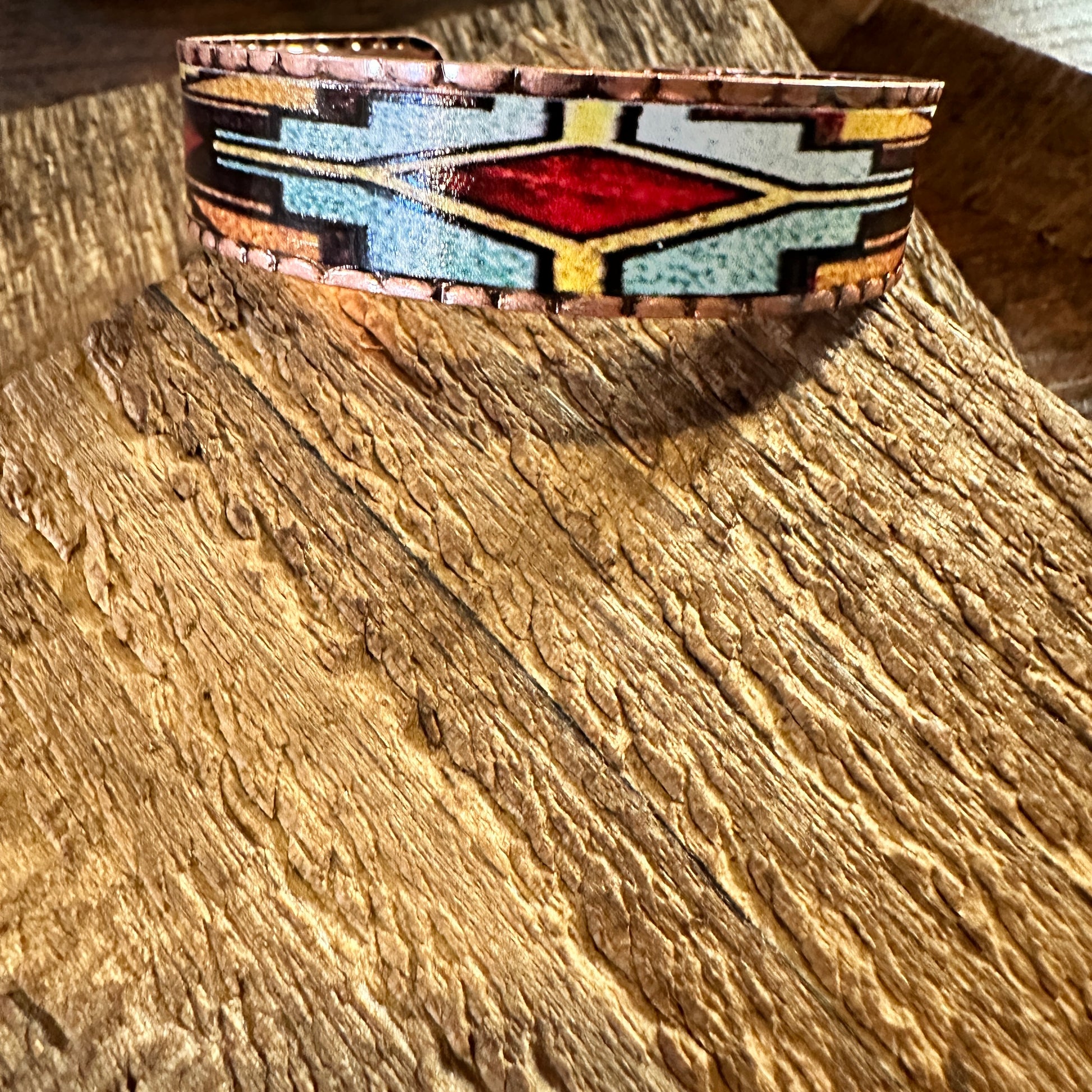 Handmade Boho Native American Navajo Copper Narrow Cuff Bracelet, Gift Box - Silver Elegant