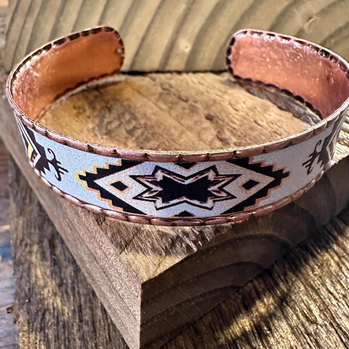 Handmade Boho Native American Navajo Copper Narrow Cuff Bracelet, Adjustable, Gift Box - Silver Elegant