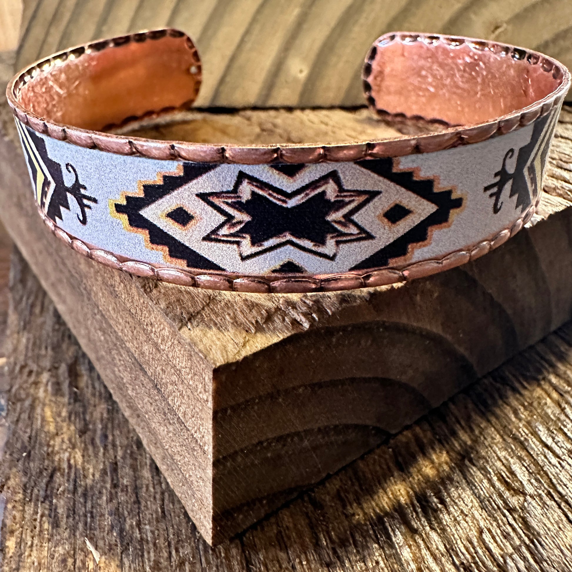 Handmade Boho Native American Navajo Copper Narrow Cuff Bracelet, Adjustable, Gift Box - Silver Elegant