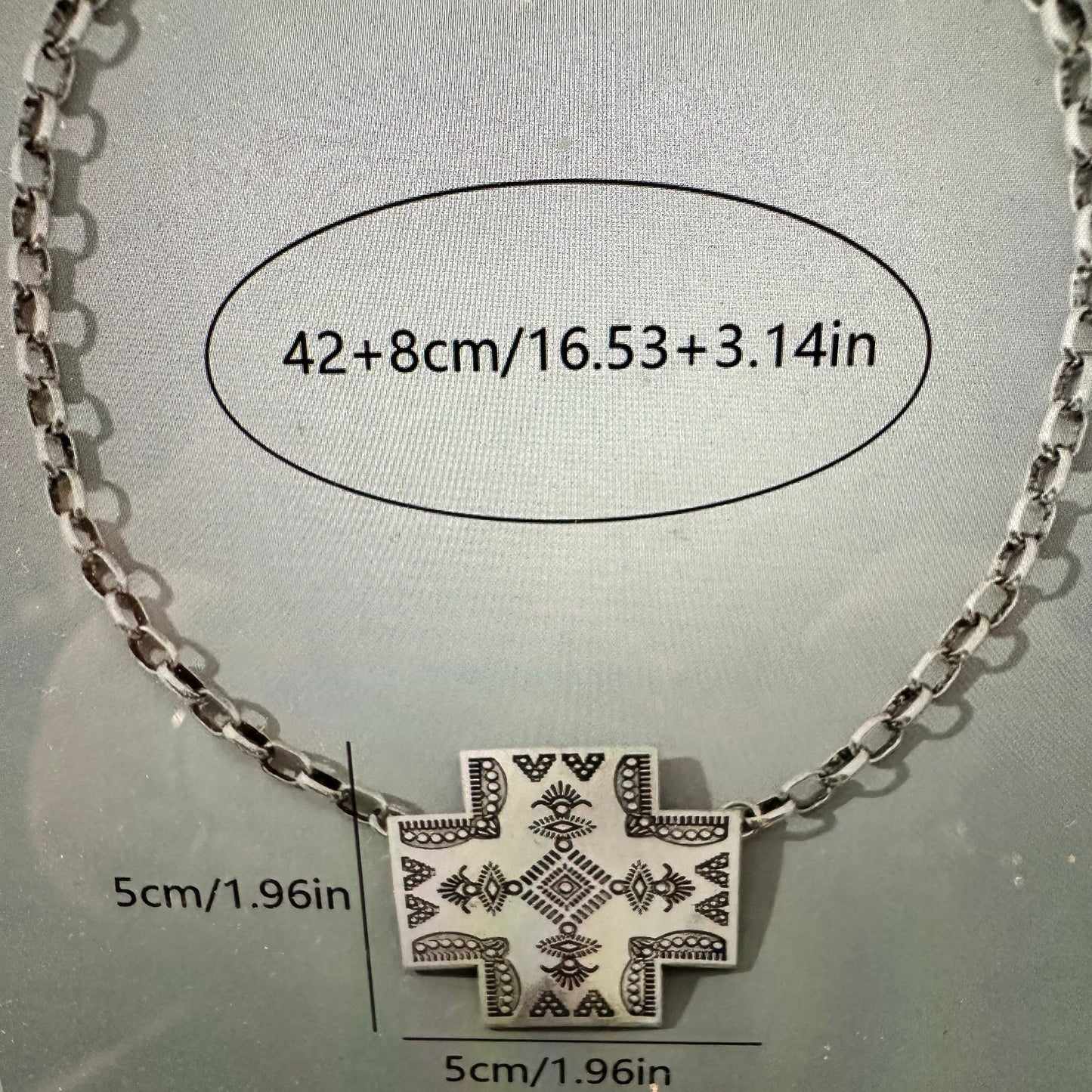 Cultural Elegance: Bohemian Aztek-Inspired Chain Necklace with Gift Box - Silver Elegant