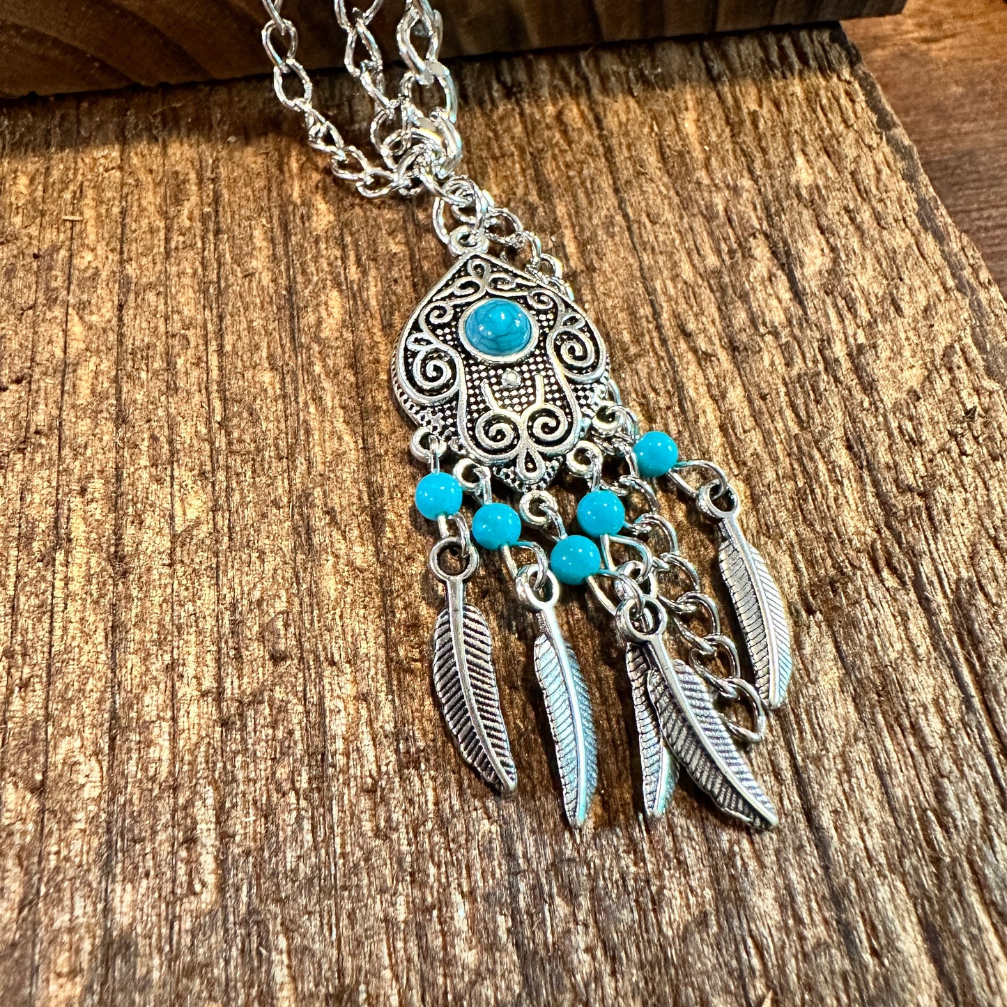 Boho Chic Turquoise Feather Boot Chain with Gift Box and Quick Shipping - Silver Elegant