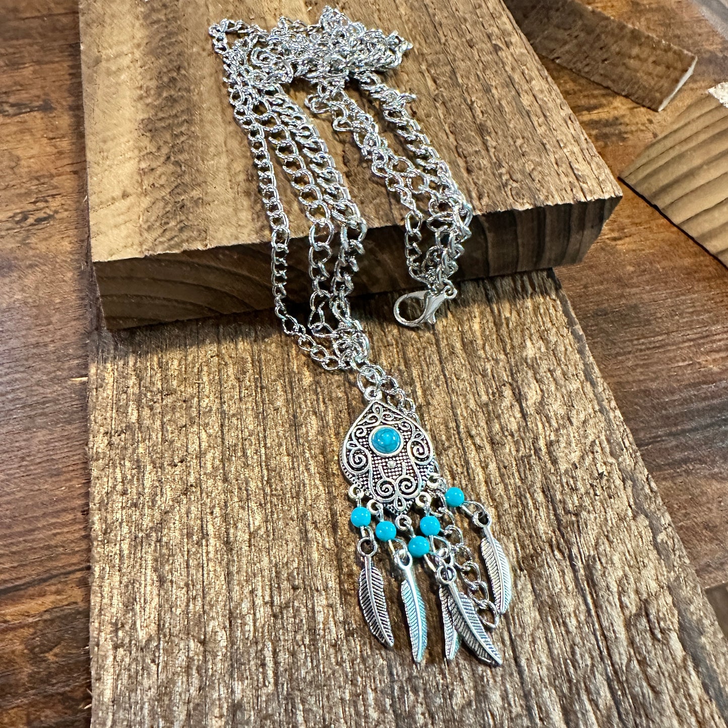 Boho Chic Turquoise Feather Boot Chain with Gift Box and Quick Shipping - Silver Elegant