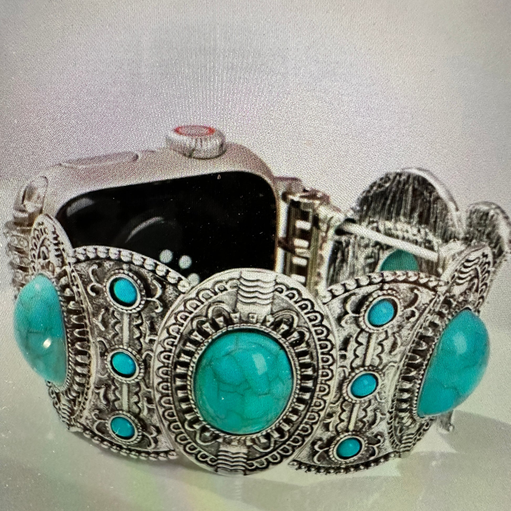 Bohemian Southwestern Turquoise Beaded Apple Watch Band, Elastic Fit for 38-41mm, Quick Shipping & Gift Box Included - Silver Elegant