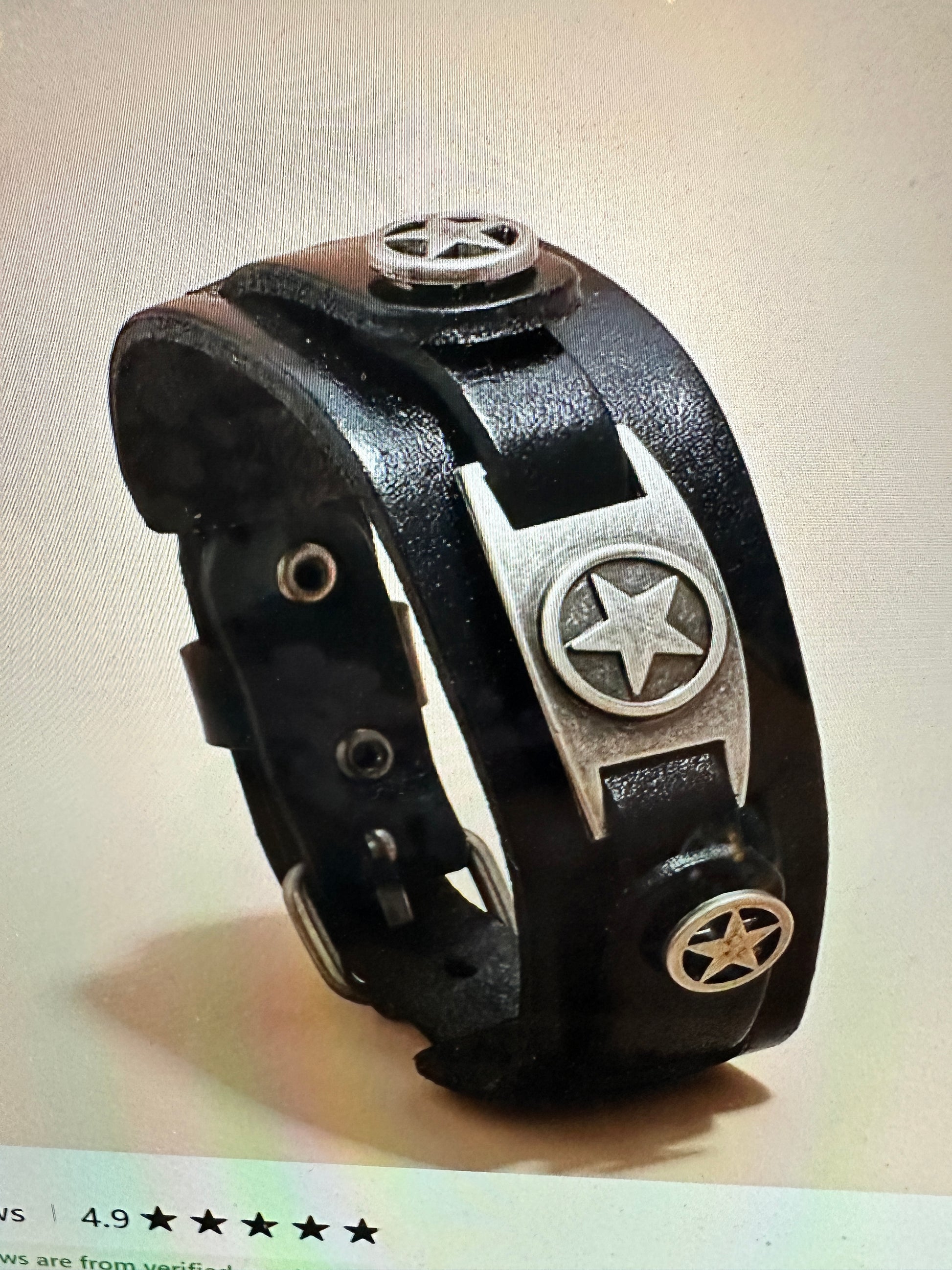 Rebel Spirit Texas Star Leather Cuff Bracelet for Men - Comes in Gift Box - Silver Elegant