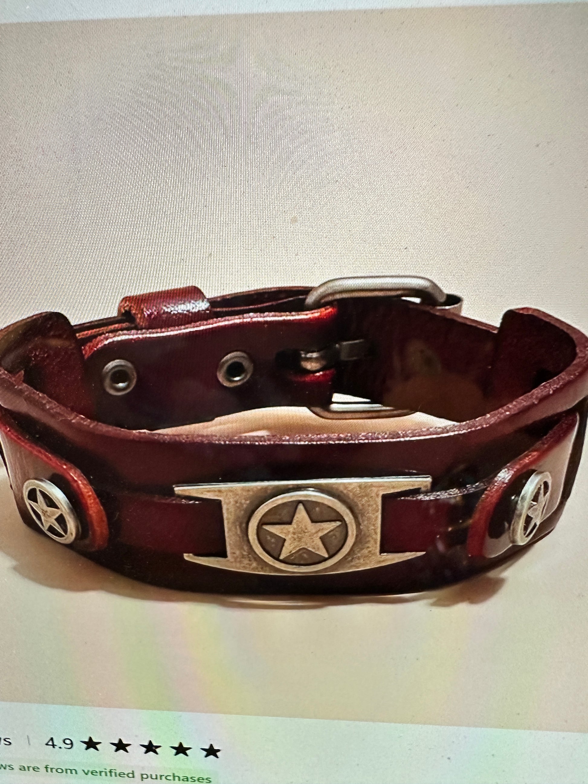 Rebel Spirit Texas Star Leather Cuff Bracelet for Men - Comes in Gift Box - Silver Elegant