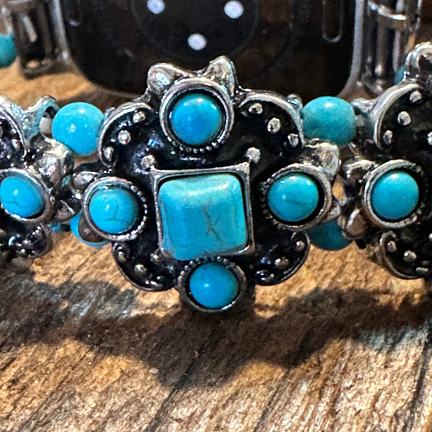 Turquoise Artisan Boho Apple Watch Band - Handmade, Elastic, Gift-Ready - Silver Elegant