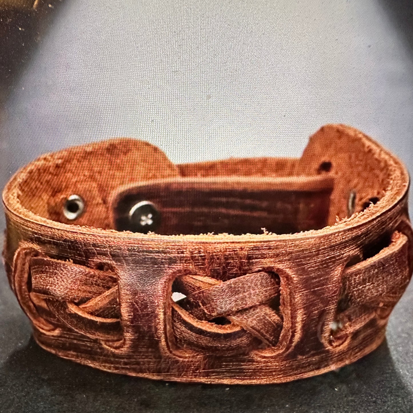 Men's Handcrafted Brown Cowhide Leather Cross Cuff Bracelet with Gift Box - Silver Elegant