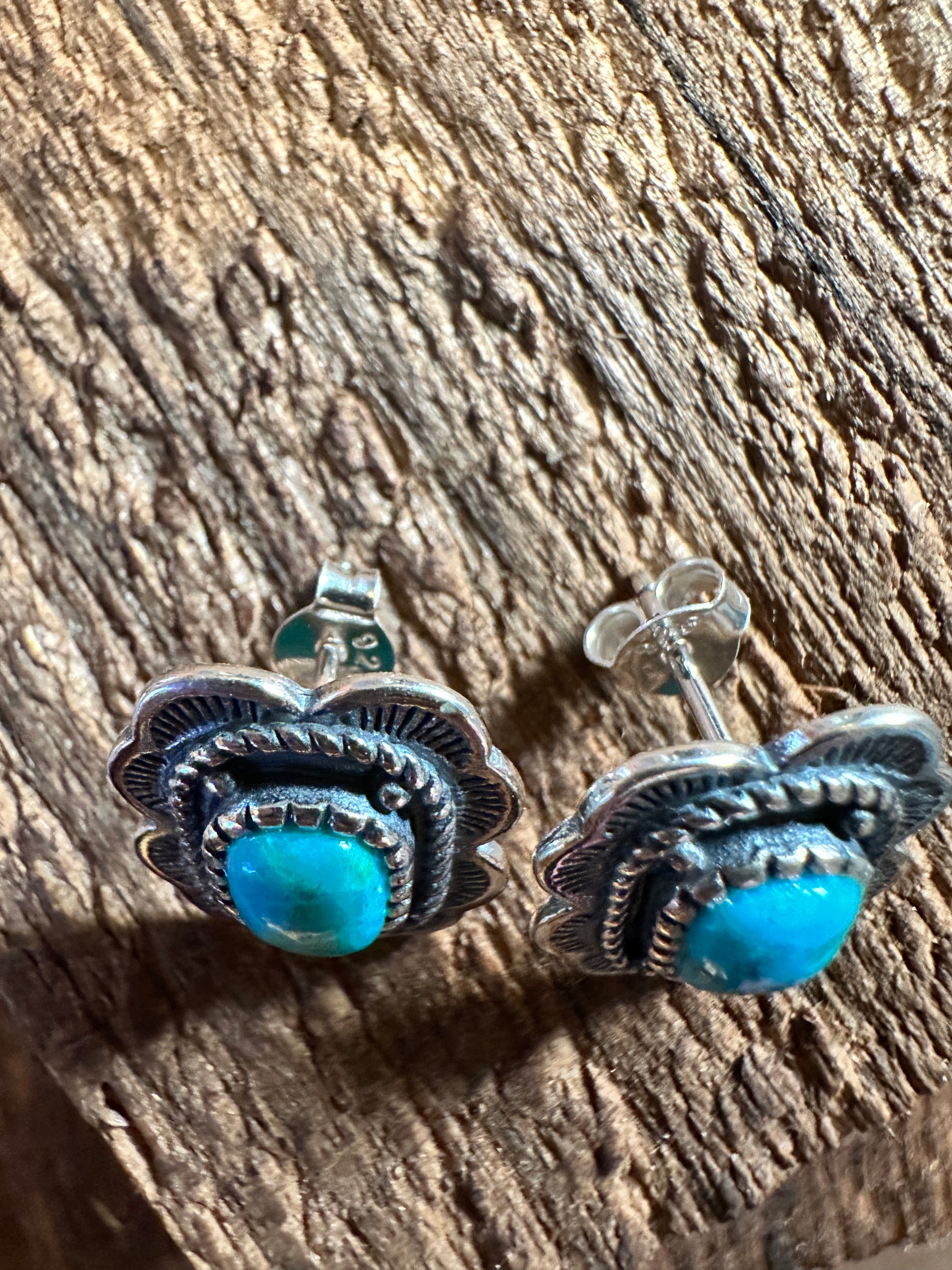 Arizona Turquoise Dreamcatcher Sterling Silver Stud Earrings, Sent in Gift Box - Silver Elegant