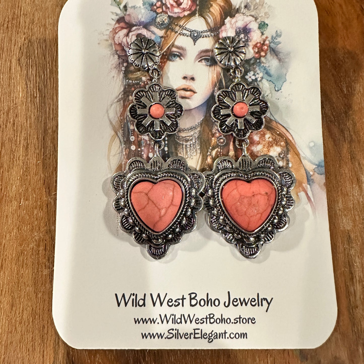 Playful Pink Heart Western Charm Earrings