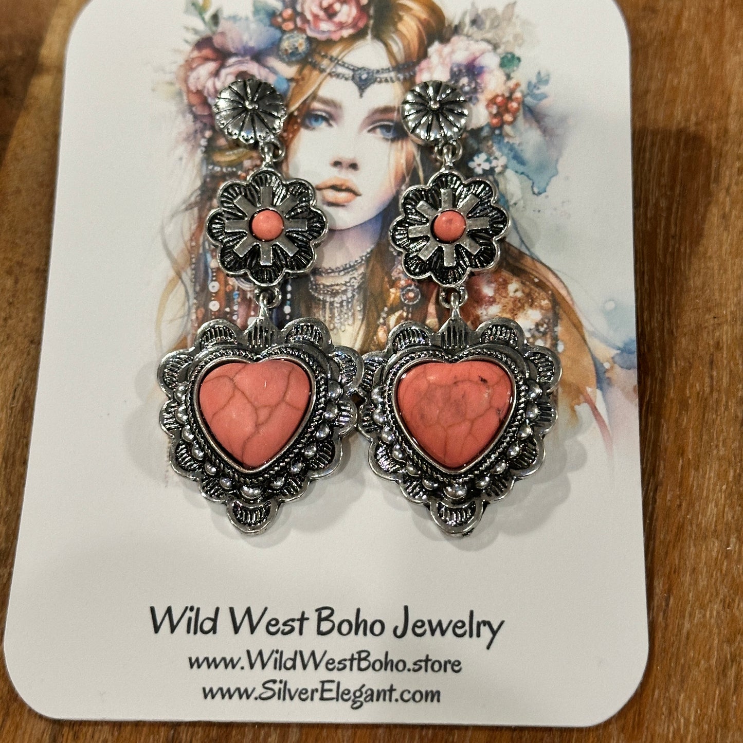 Playful Pink Heart Western Charm Earrings