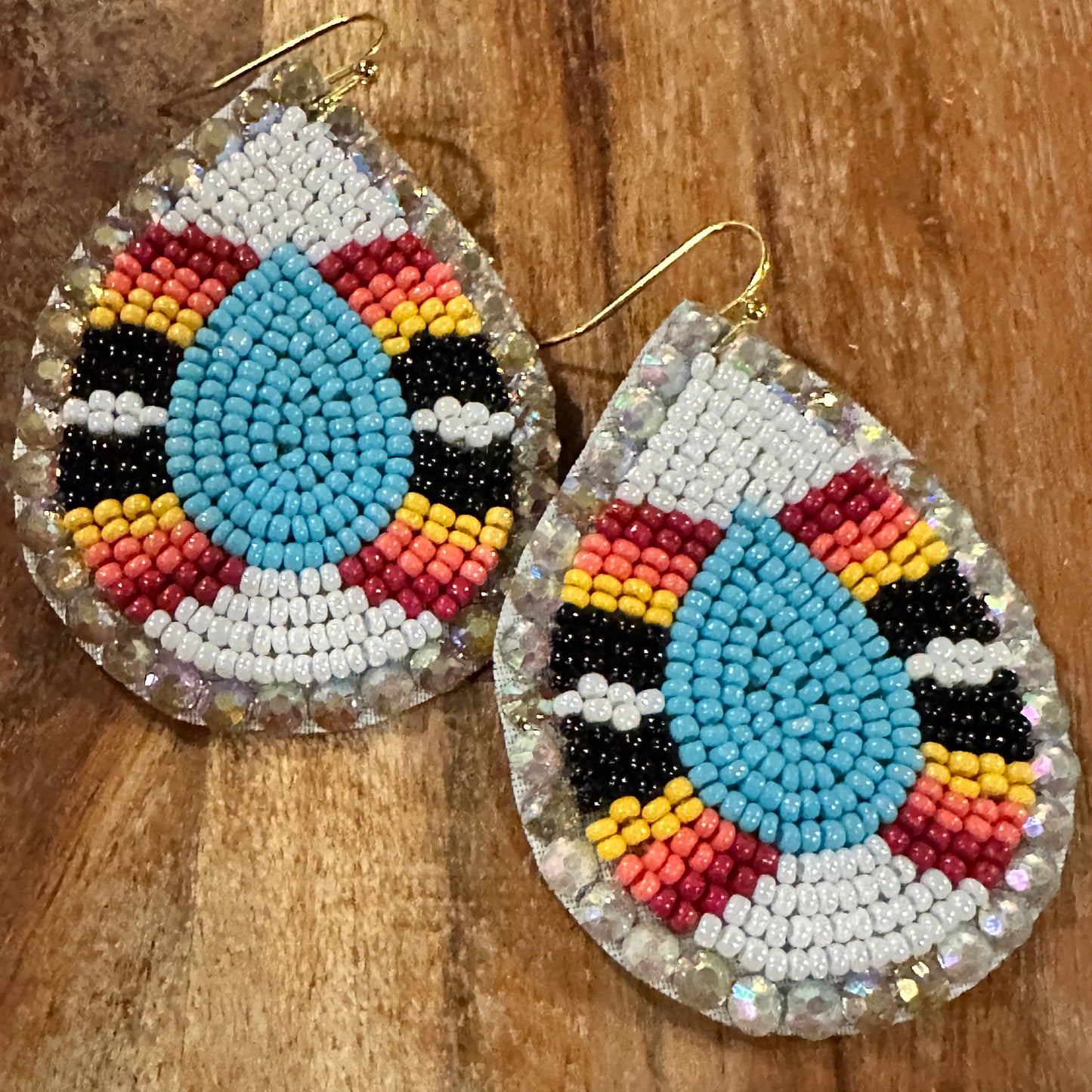 Boho Tribal Vibrant Southwestern Teardrop Beaded Dangle Earrings, Gift Box